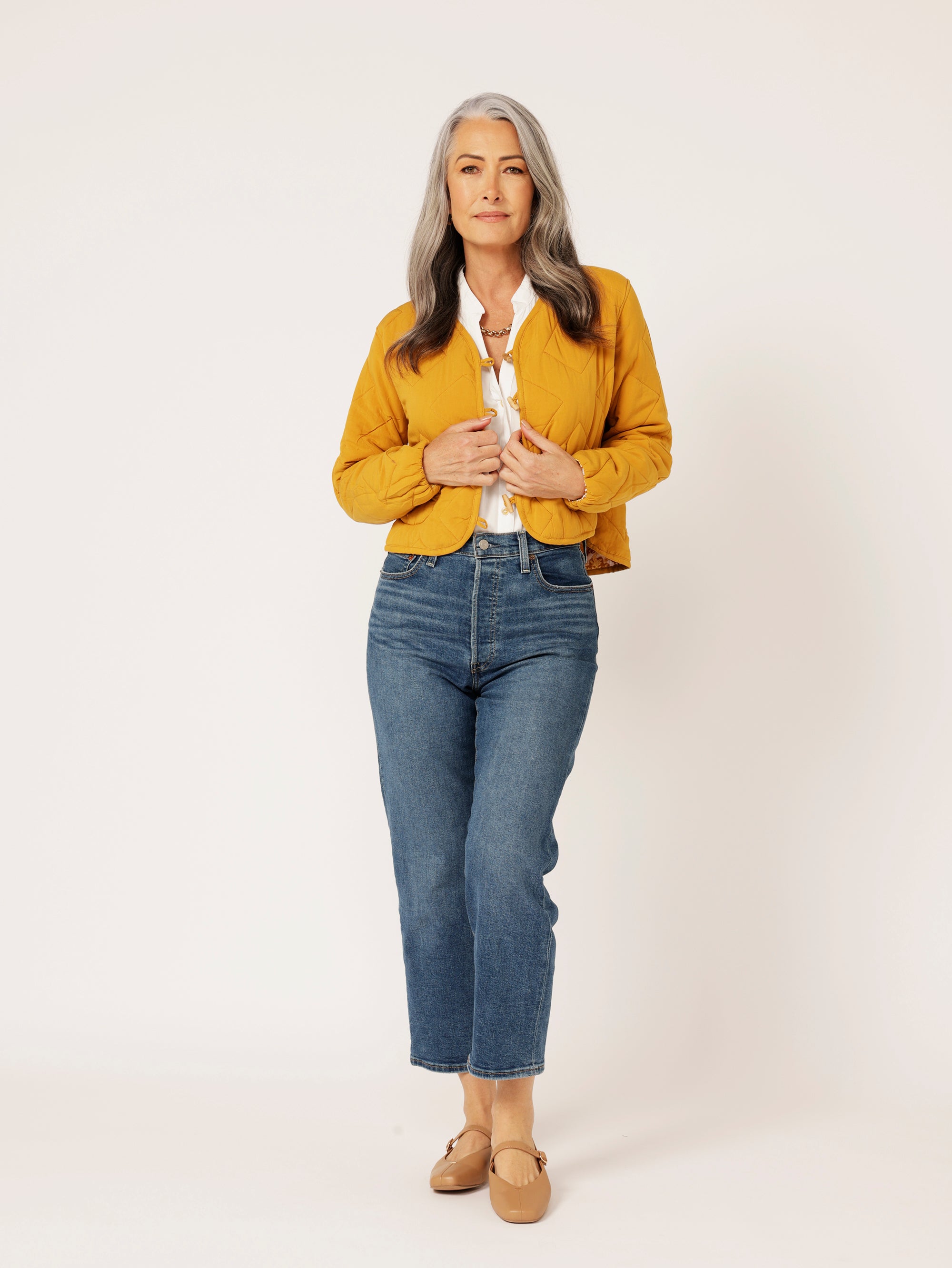 Quilted Jacket CROPPED | Golden Tile - Saffron Road