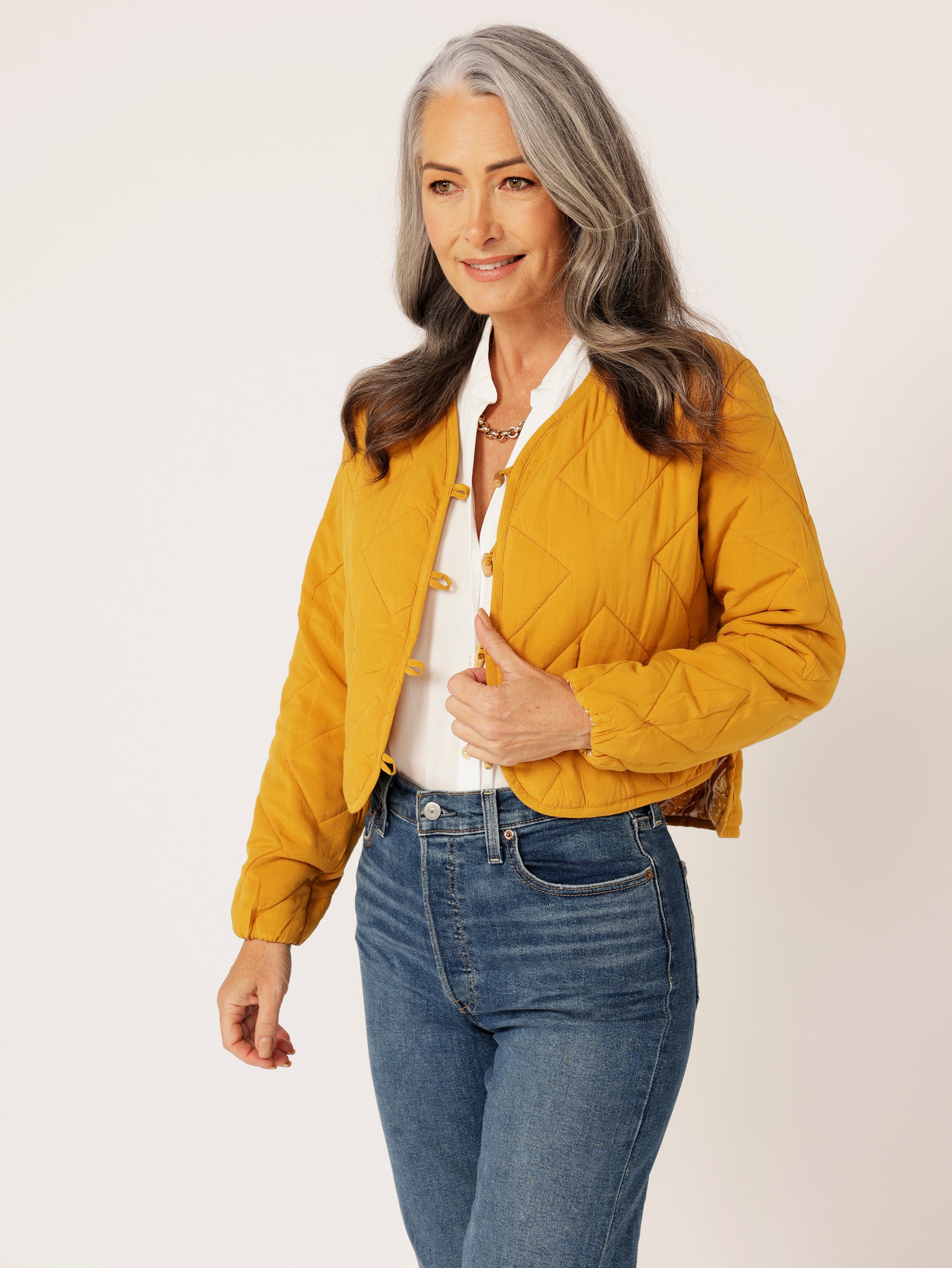 Quilted Jacket CROPPED | Golden Tile - Saffron Road