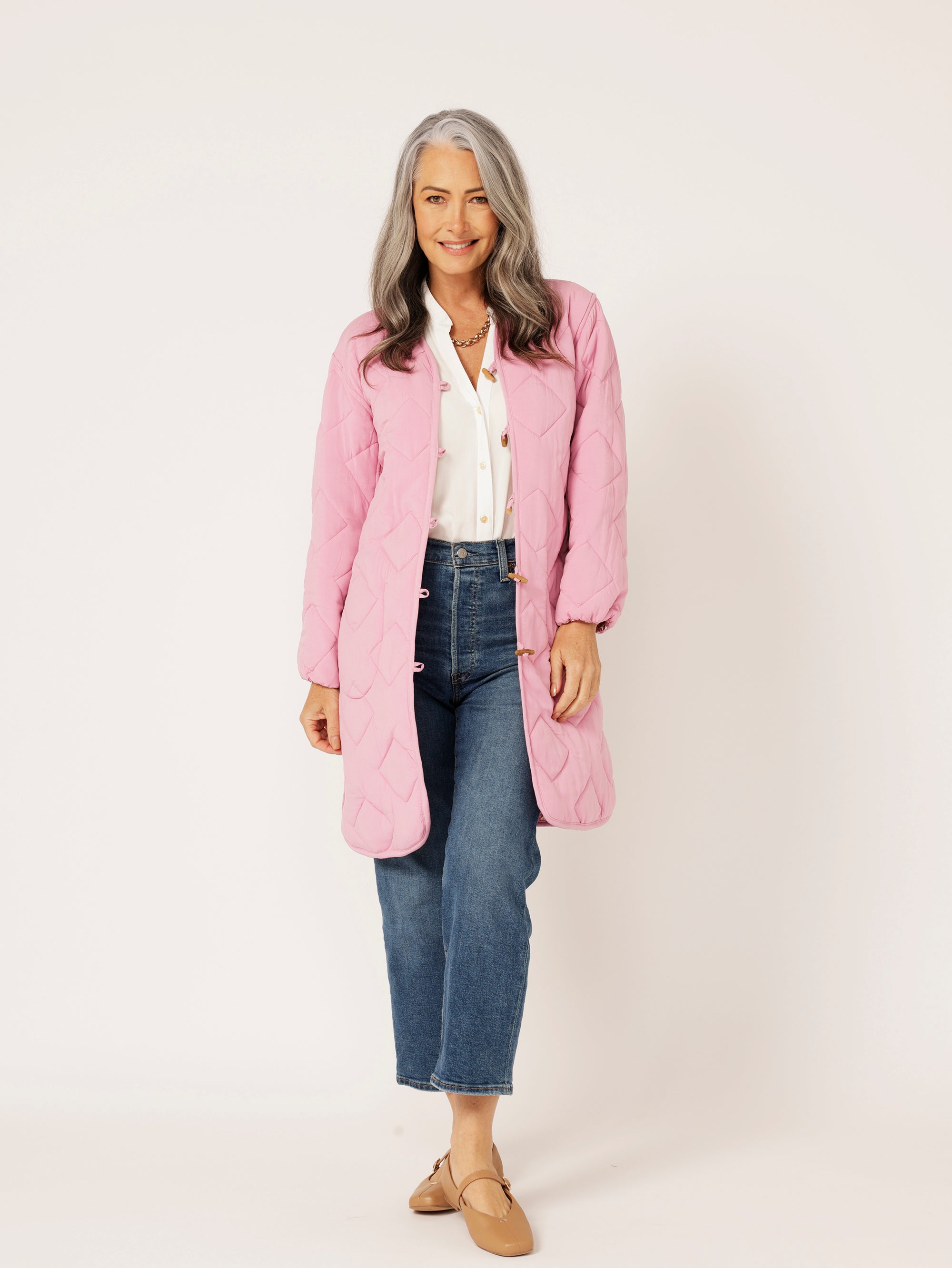 Quilted Jacket LONG | Tea Rose Tile - Saffron Road