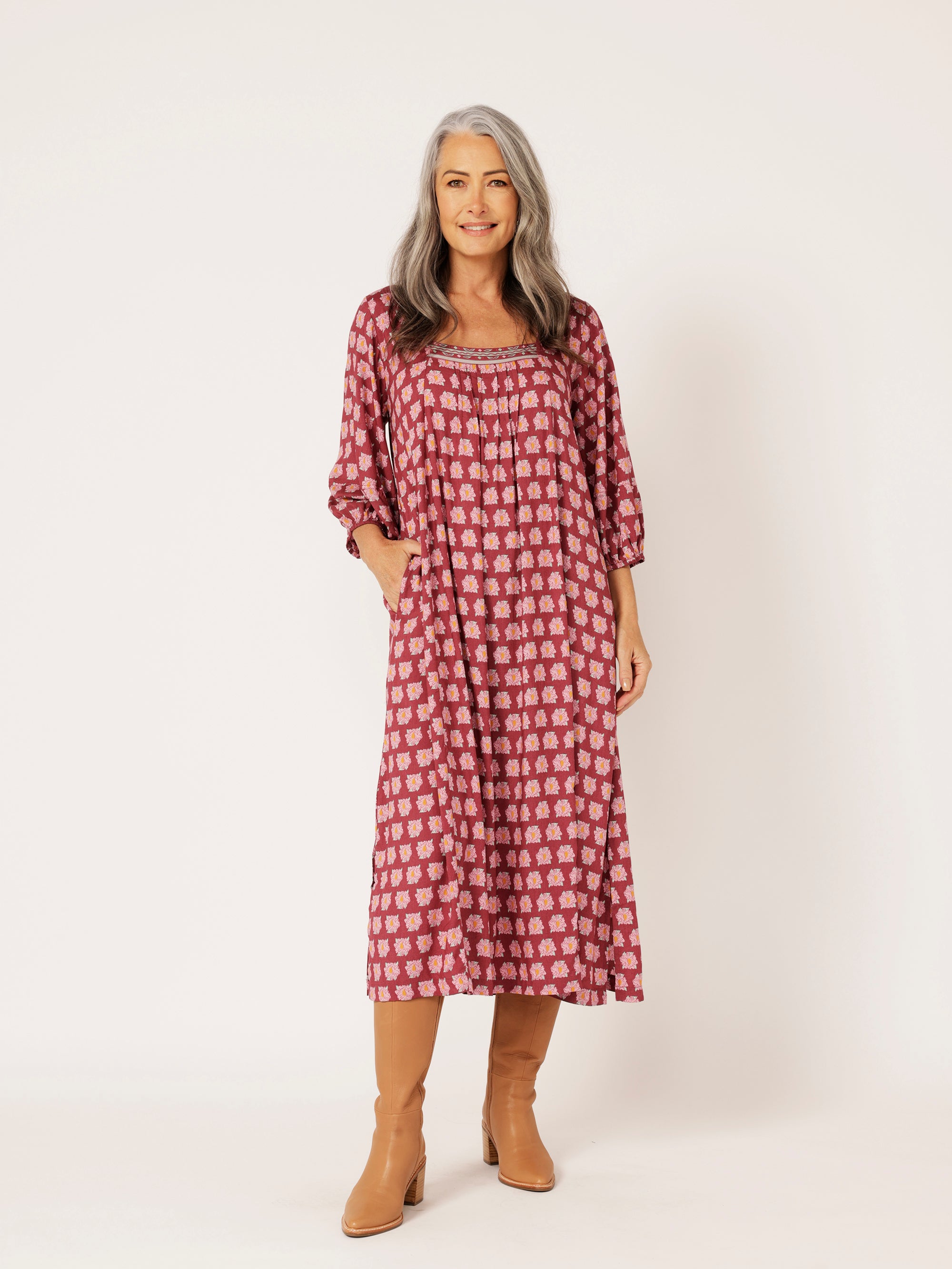 Lotus Dress | Plum Peony - Saffron Road