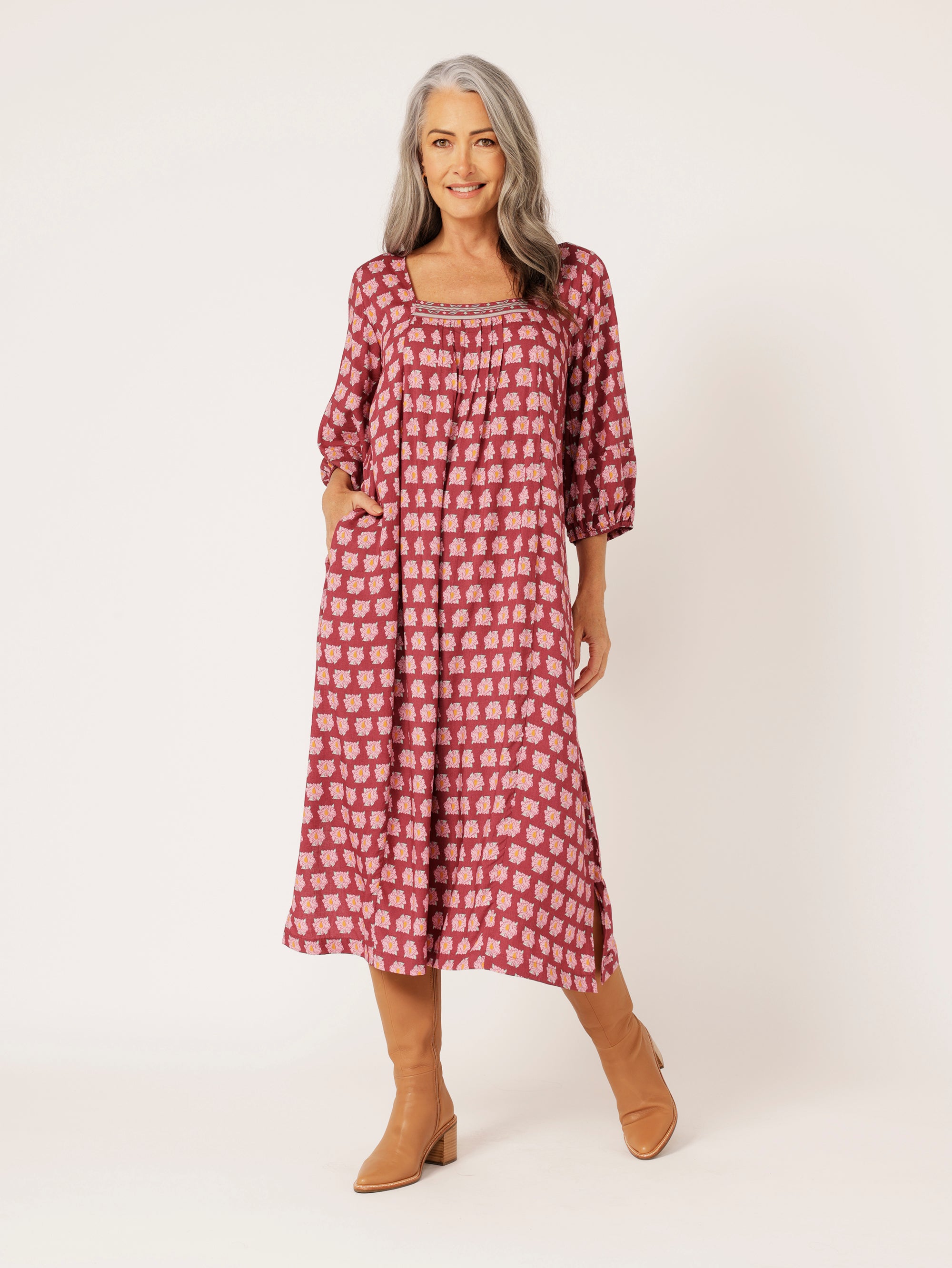 Lotus Dress | Plum Peony - Saffron Road