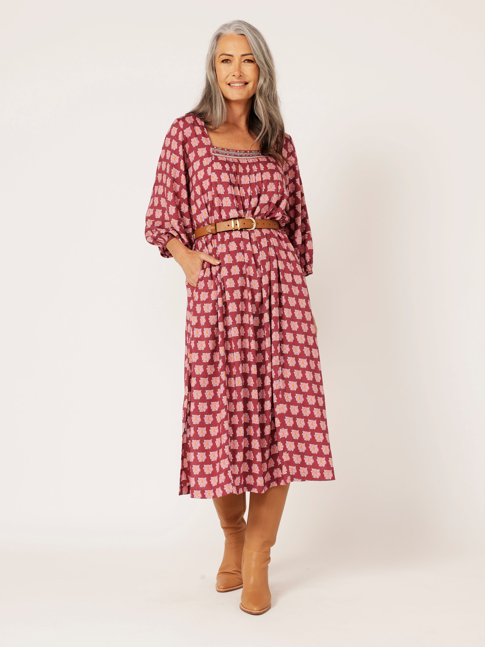 Lotus Dress | Plum Peony - Saffron Road