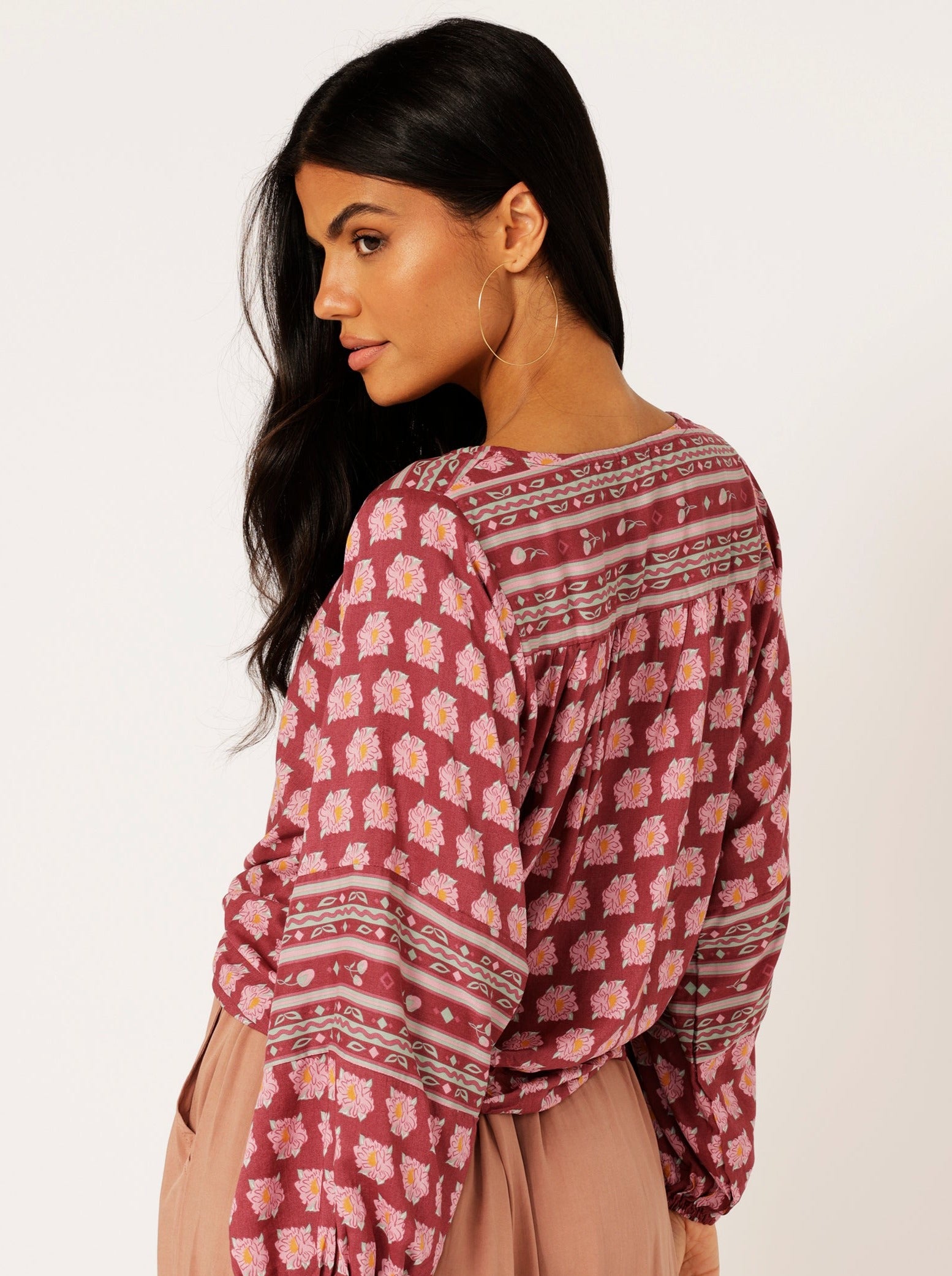 Jasmine Tie Top | Plum Peony - Saffron Road