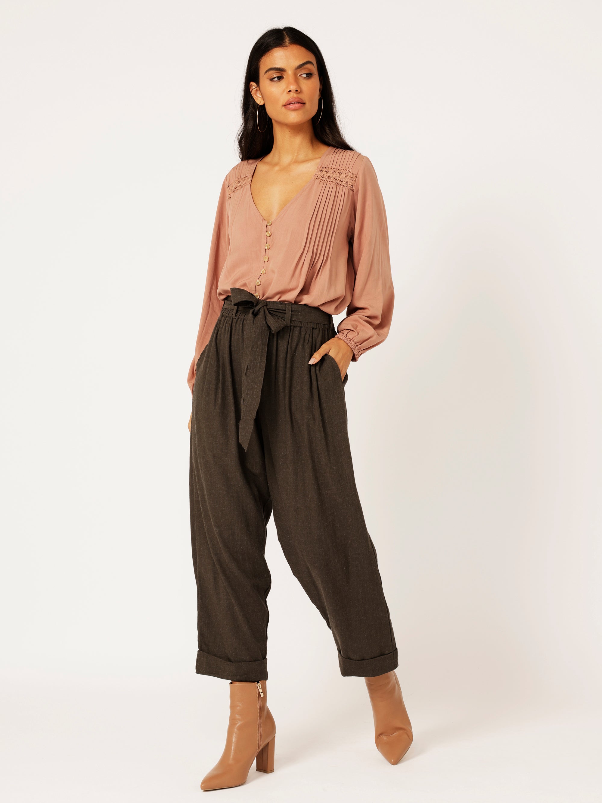 Roma Pant | Ink | Viscose Linen - Saffron Road