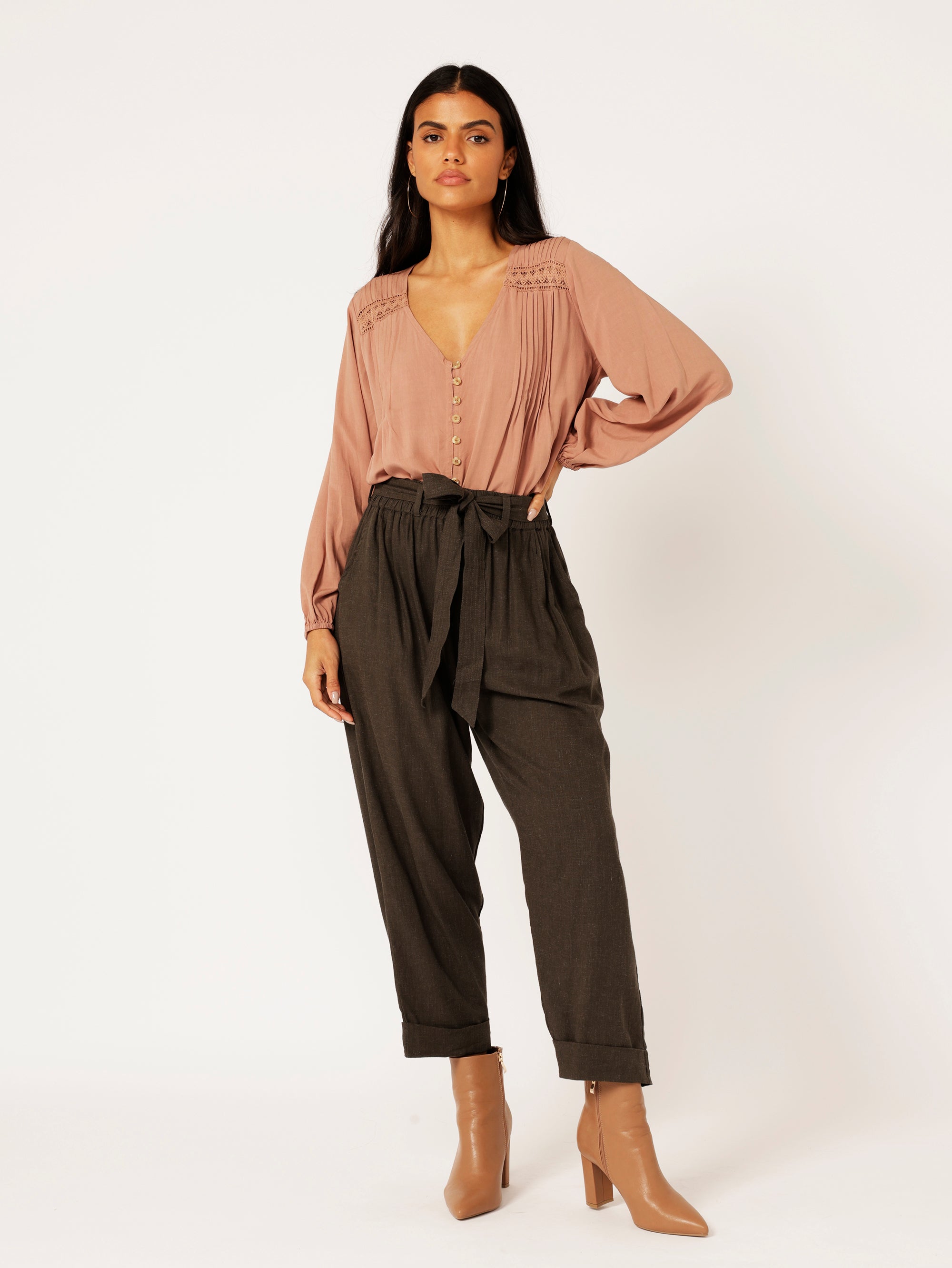 Roma Pant | Ink | Viscose Linen - Saffron Road
