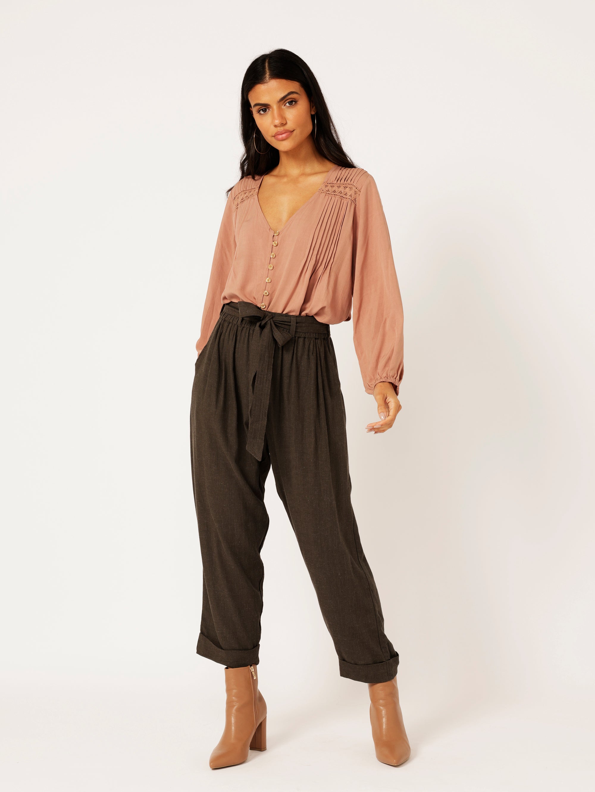 Roma Pant | Ink | Viscose Linen - Saffron Road
