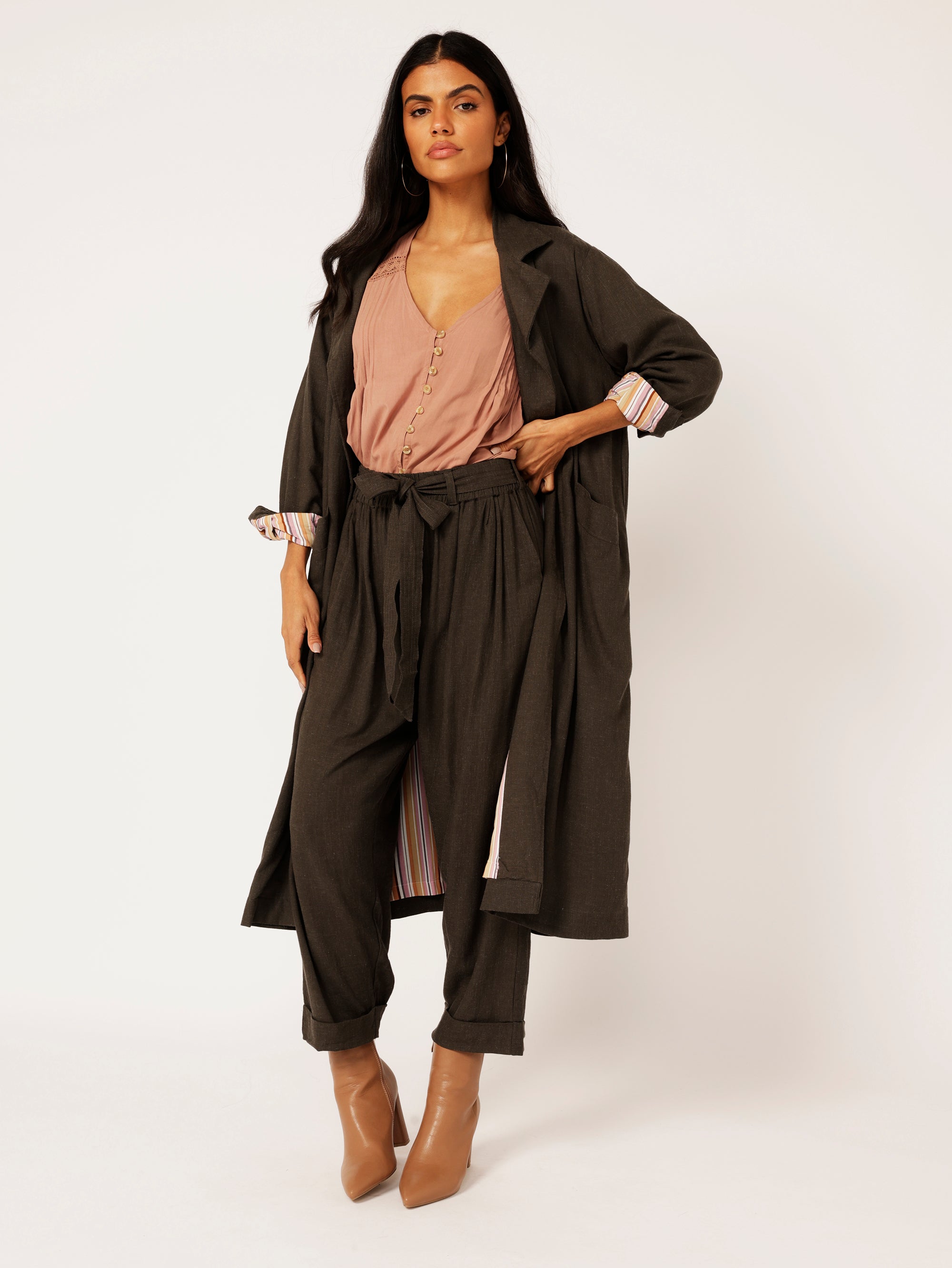 Travel Coat | Ink | Viscose Linen - Saffron Road