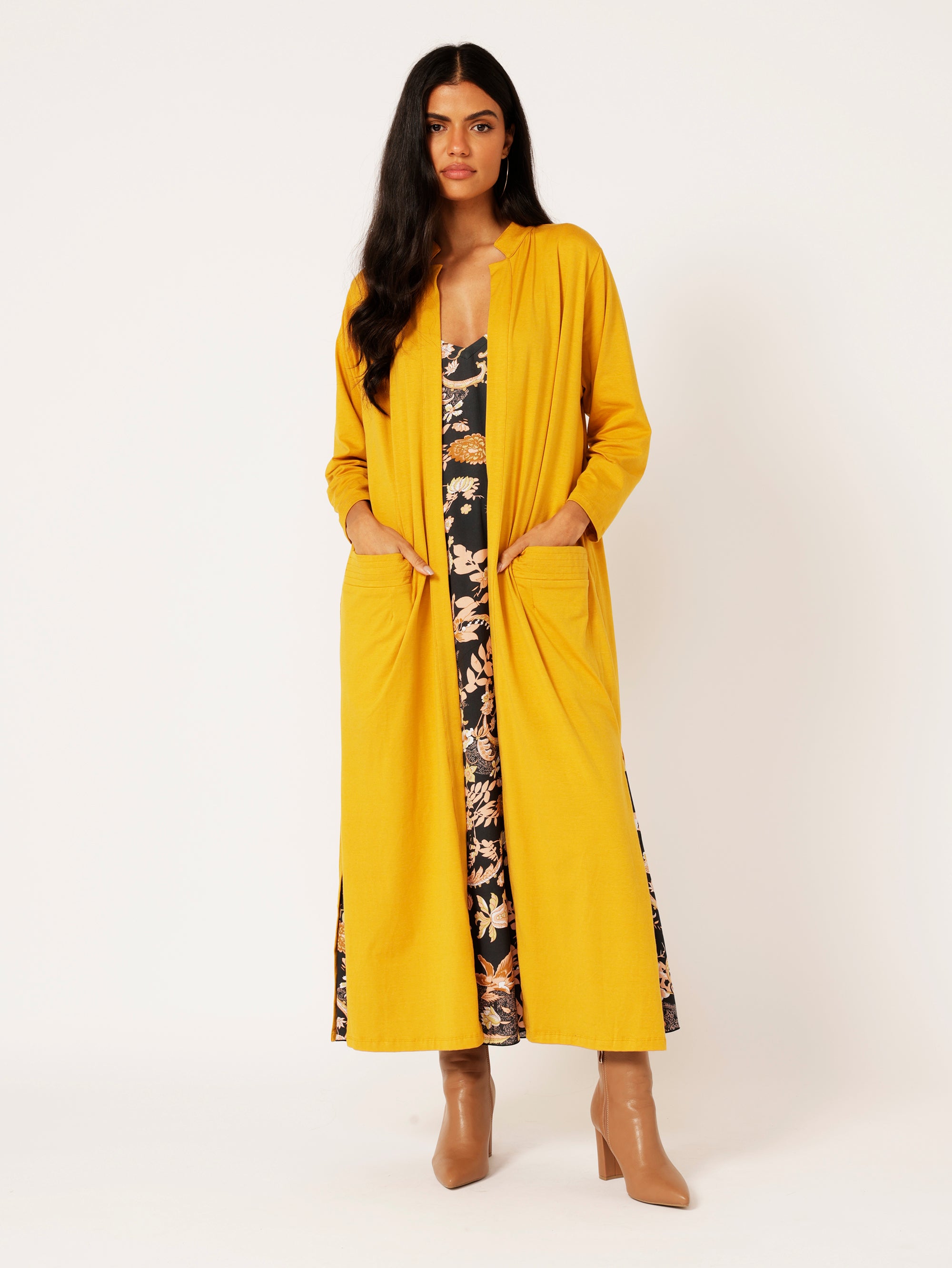 Cleo Cardigan MAXI | Mustard - Saffron Road