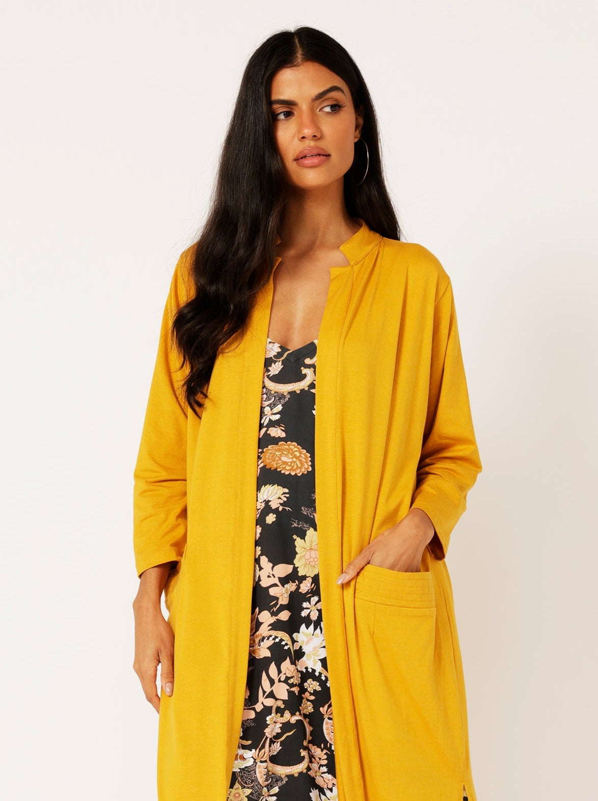 Cleo Cardigan MAXI | Mustard - Saffron Road