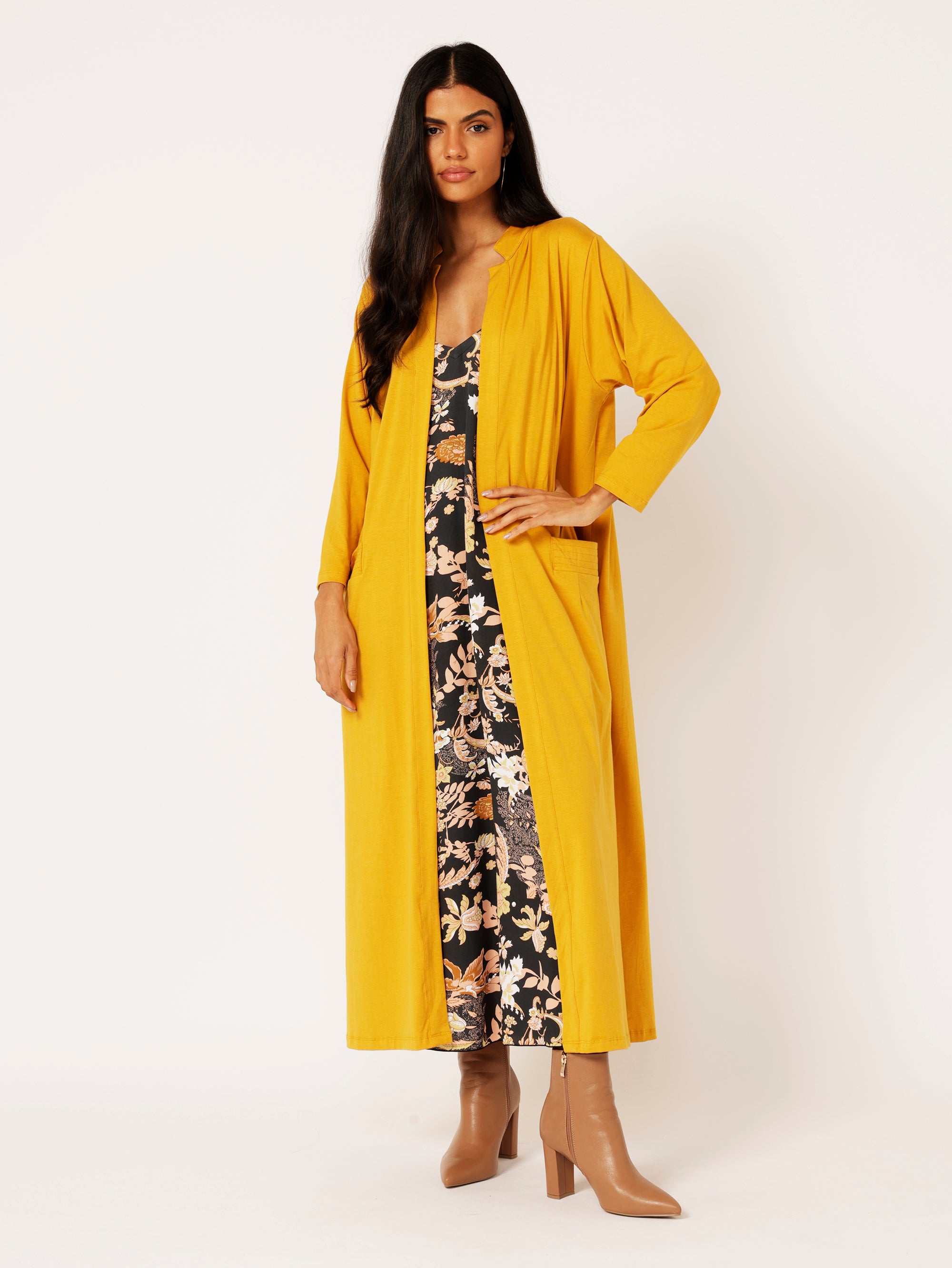 Cleo Cardigan MAXI | Mustard - Saffron Road