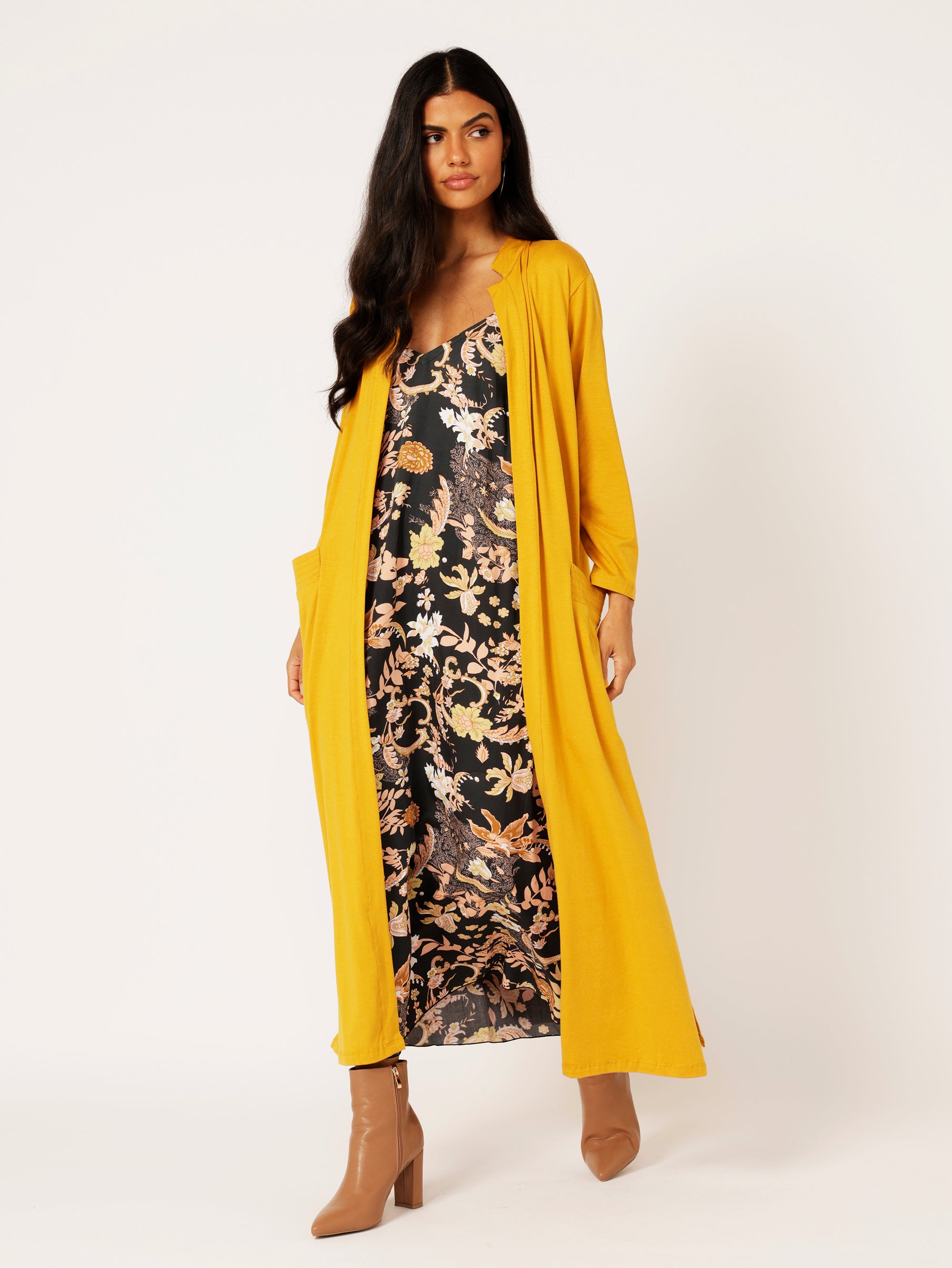 Cleo Cardigan MAXI | Mustard - Saffron Road