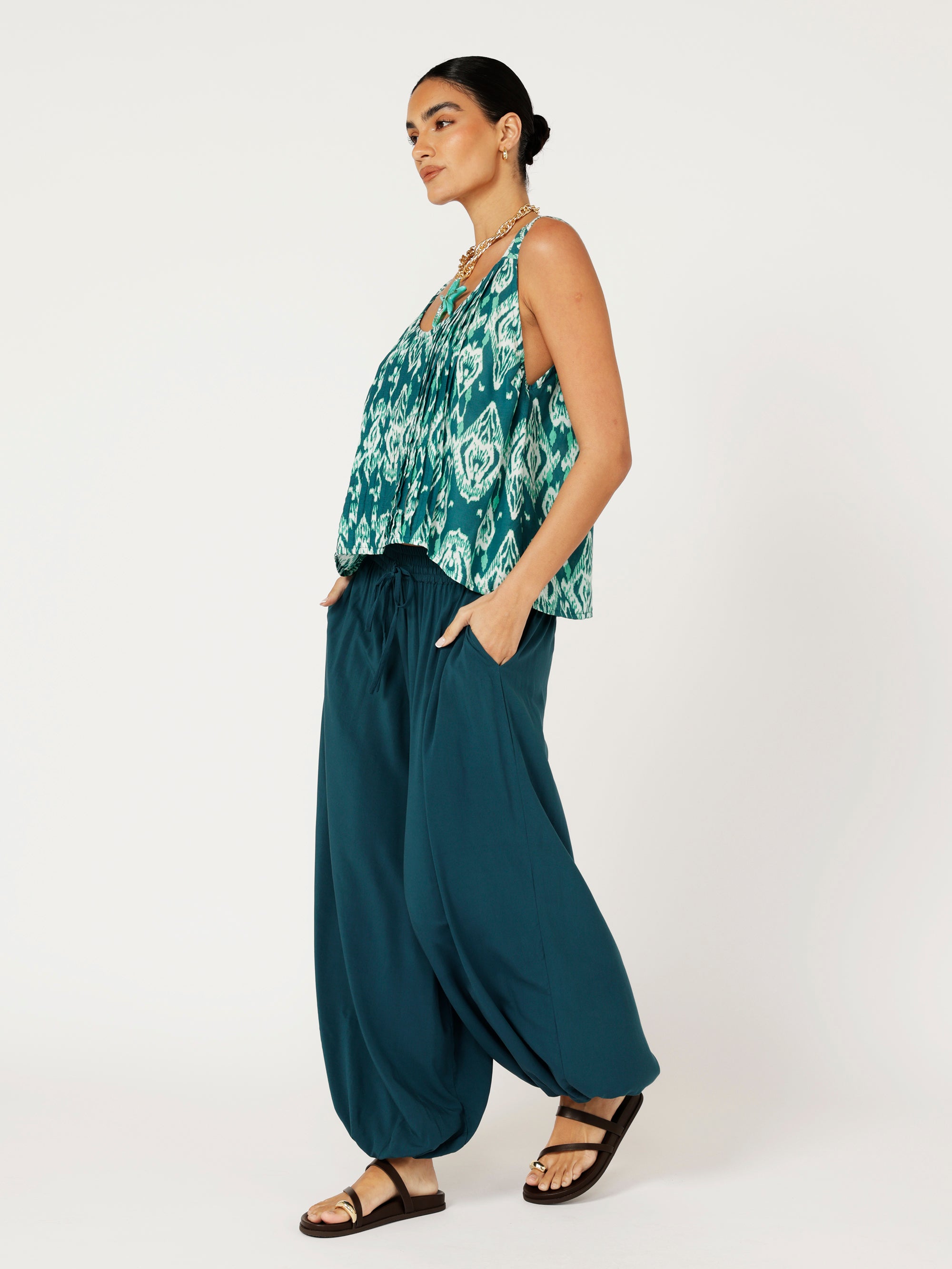 Mykonos Tank | Teal Ikat - Saffron Road