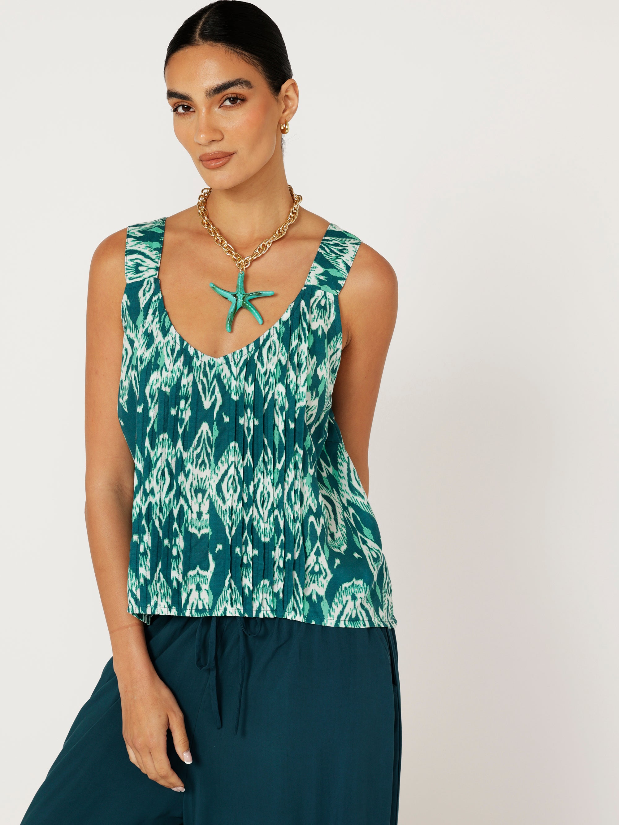 Mykonos Tank | Teal Ikat - Saffron Road