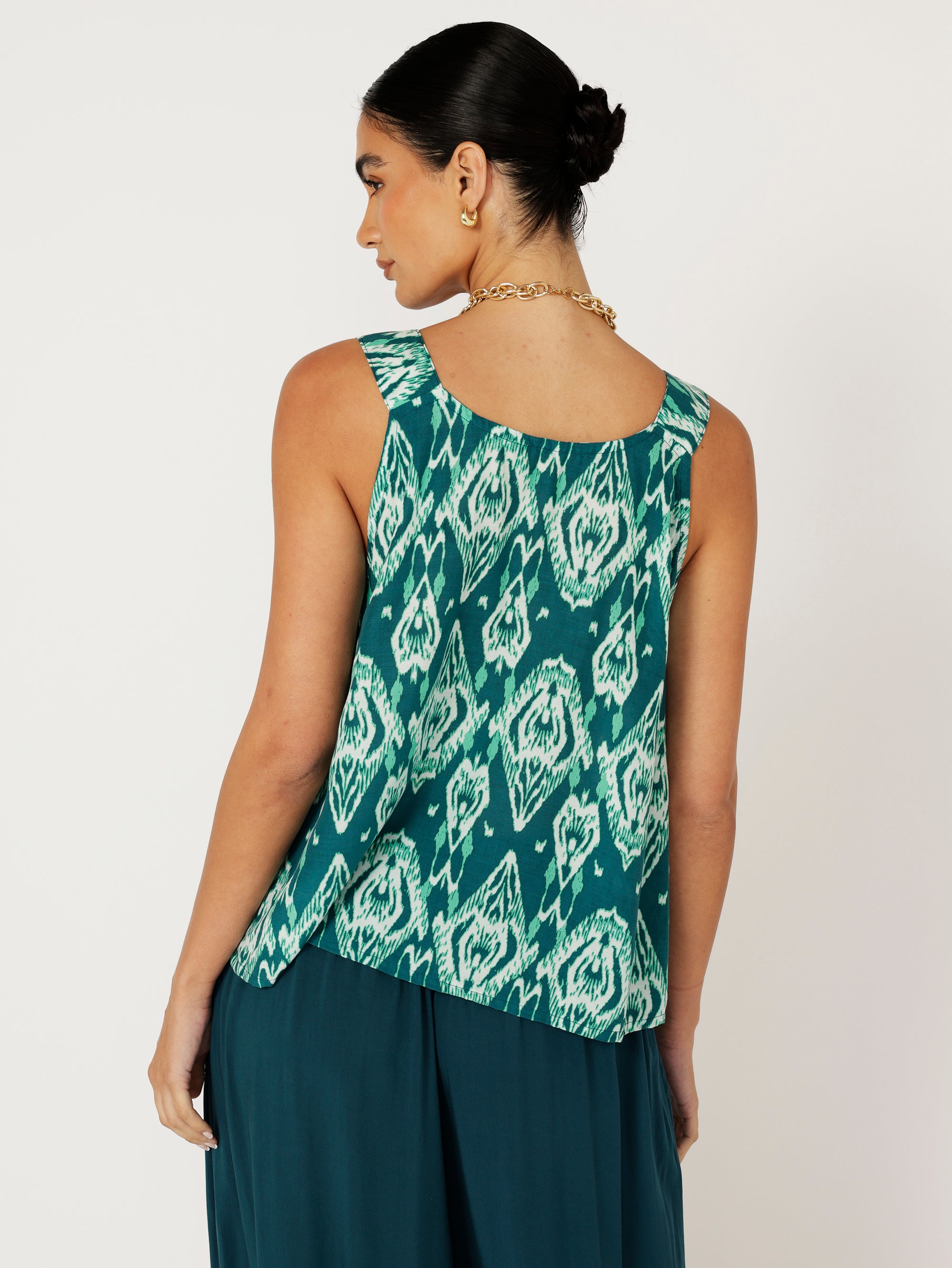 Mykonos Tank | Teal Ikat - Saffron Road