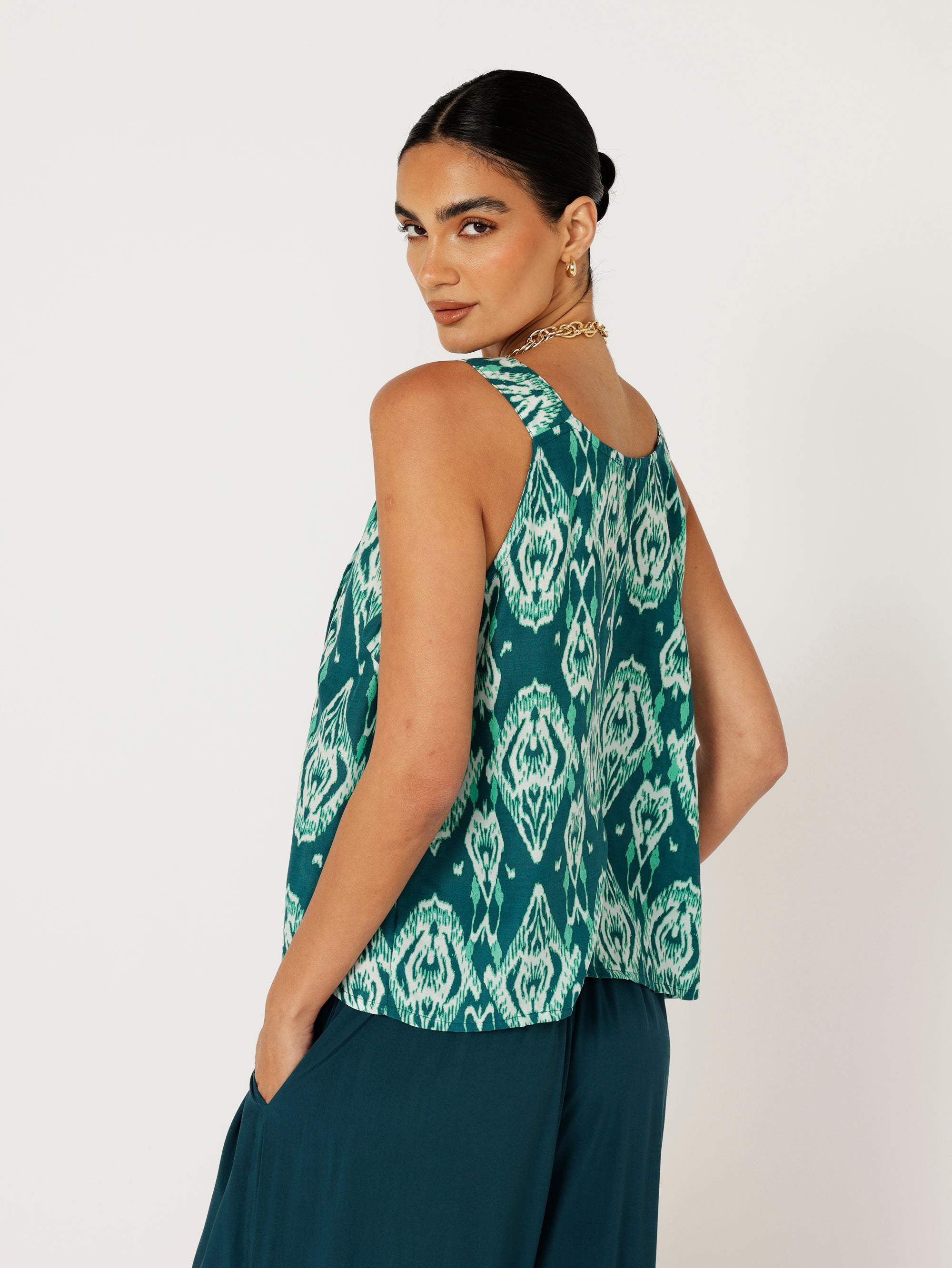 Mykonos Tank | Teal Ikat - Saffron Road