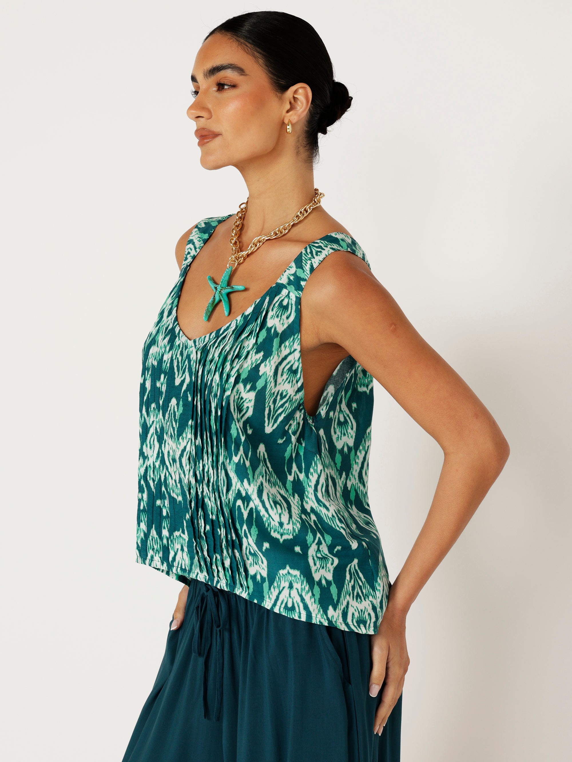 Mykonos Tank | Teal Ikat - Saffron Road