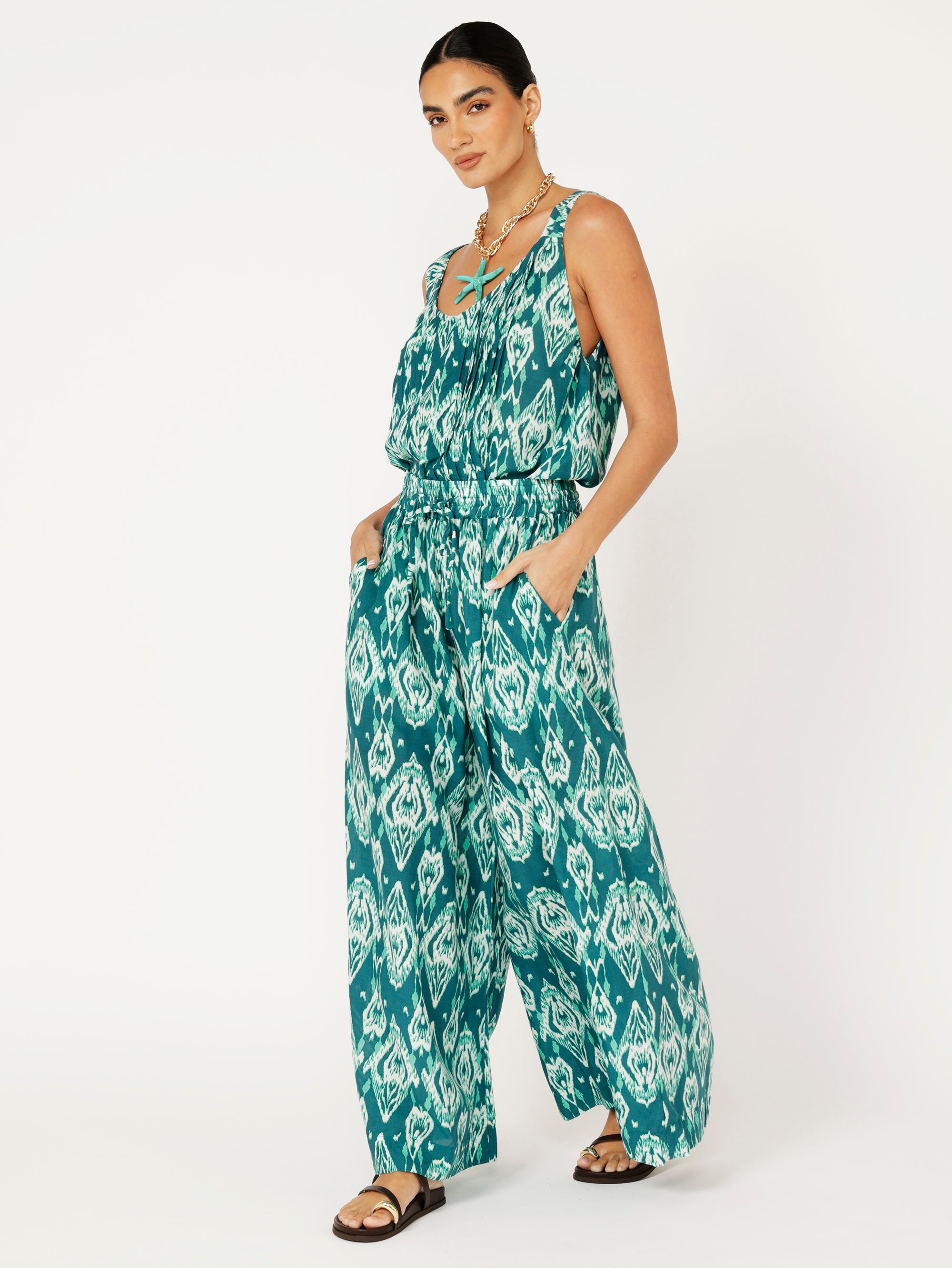 Mykonos Tank | Teal Ikat - Saffron Road