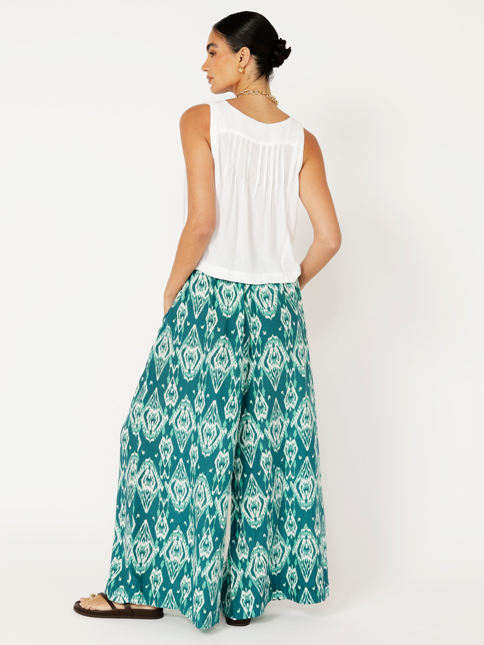 Palazzo Pant | Teal Ikat - Saffron Road