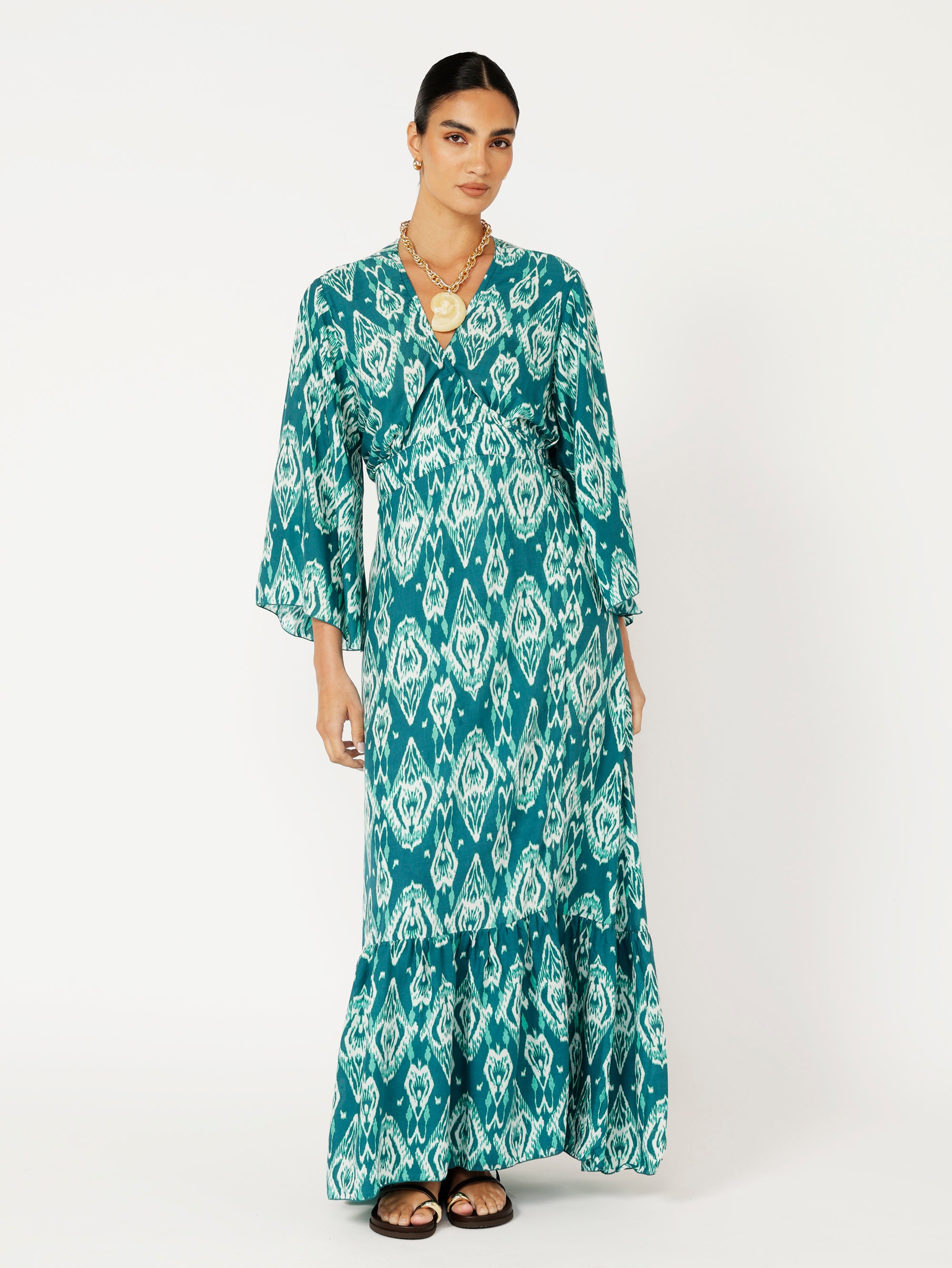 Wrap Dress | Teal Ikat | DELAYED DELIVERY - Saffron Road