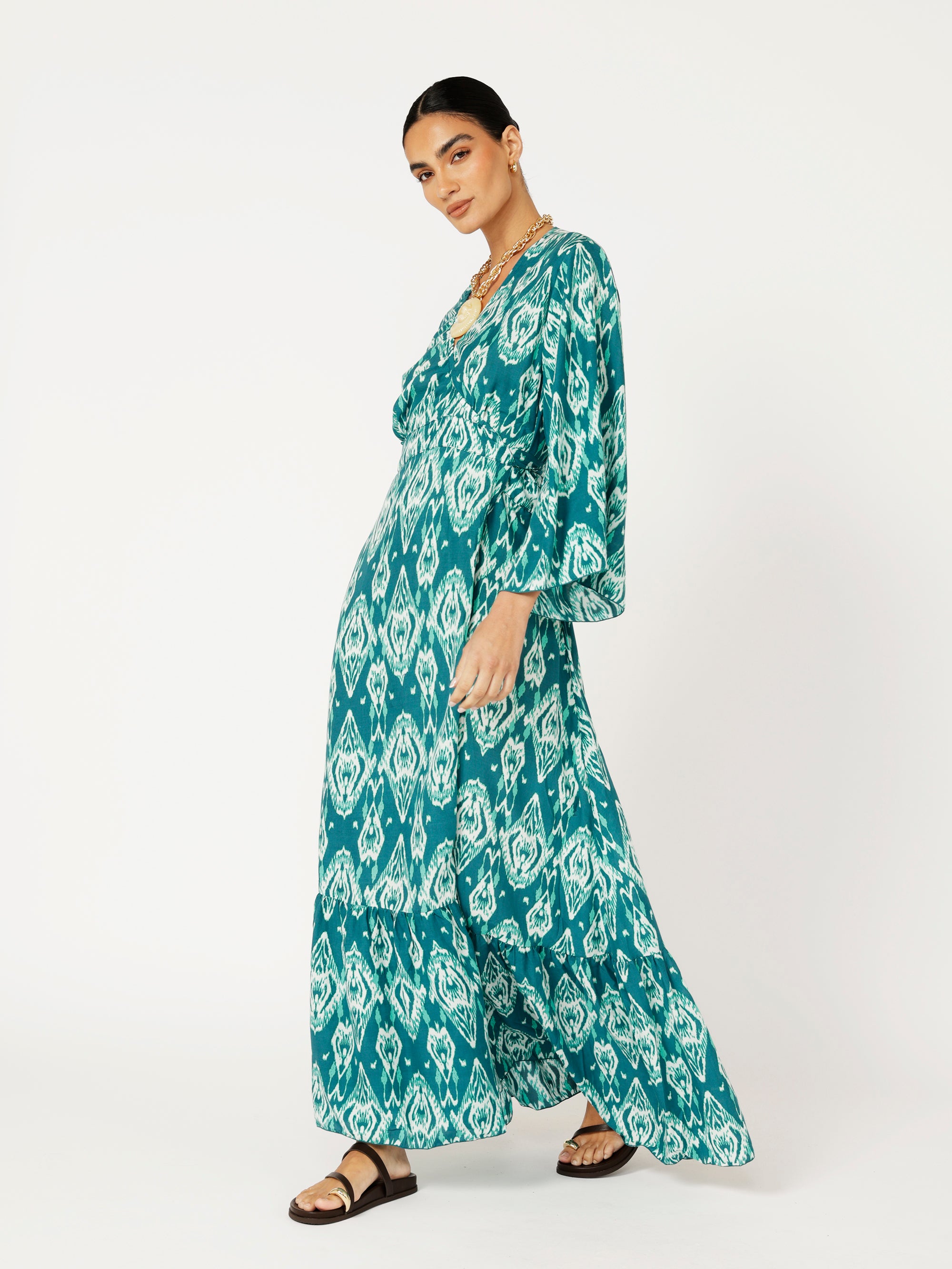 Wrap Dress | Teal Ikat | DELAYED DELIVERY - Saffron Road