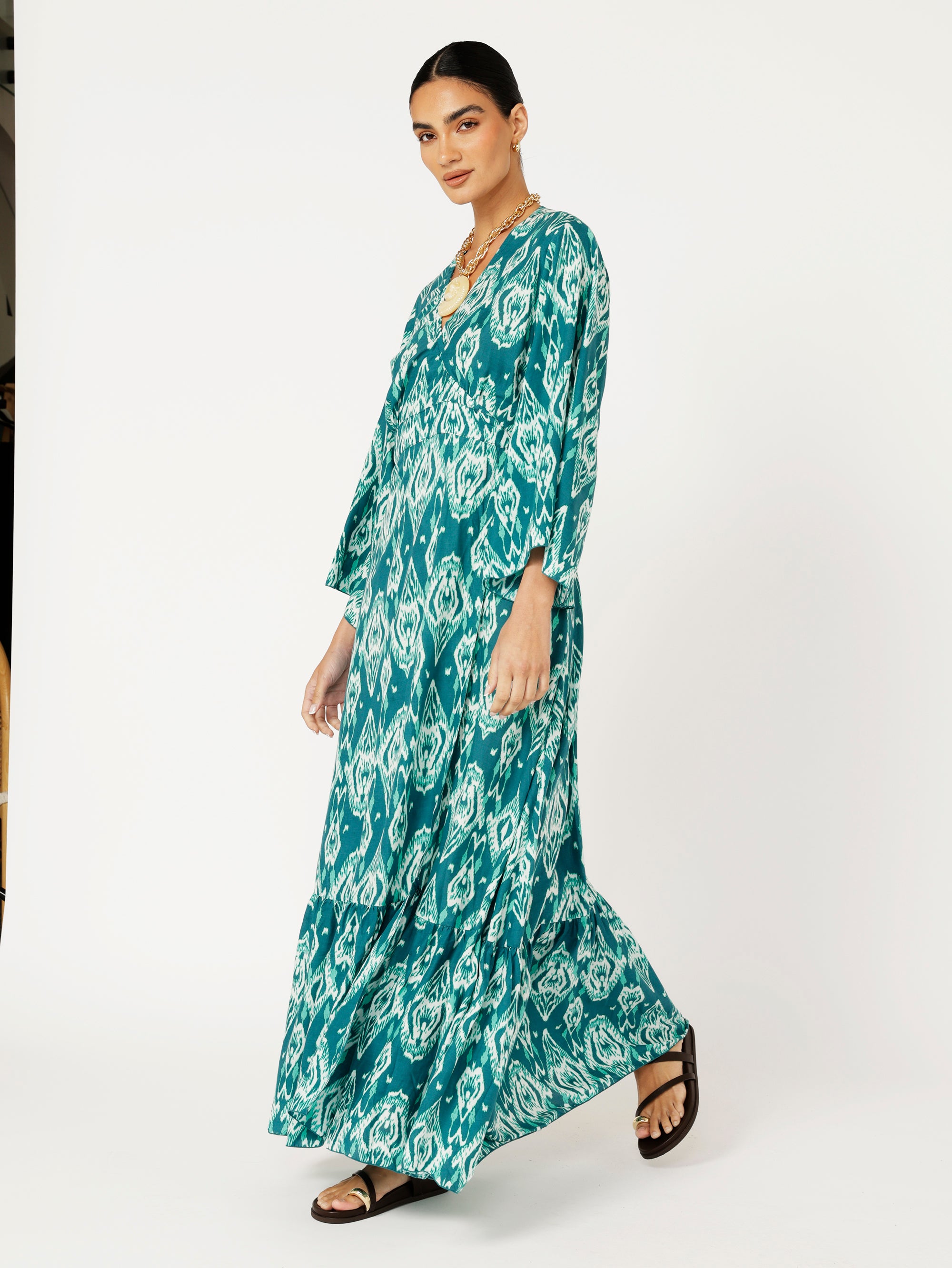 Wrap Dress | Teal Ikat | DELAYED DELIVERY - Saffron Road