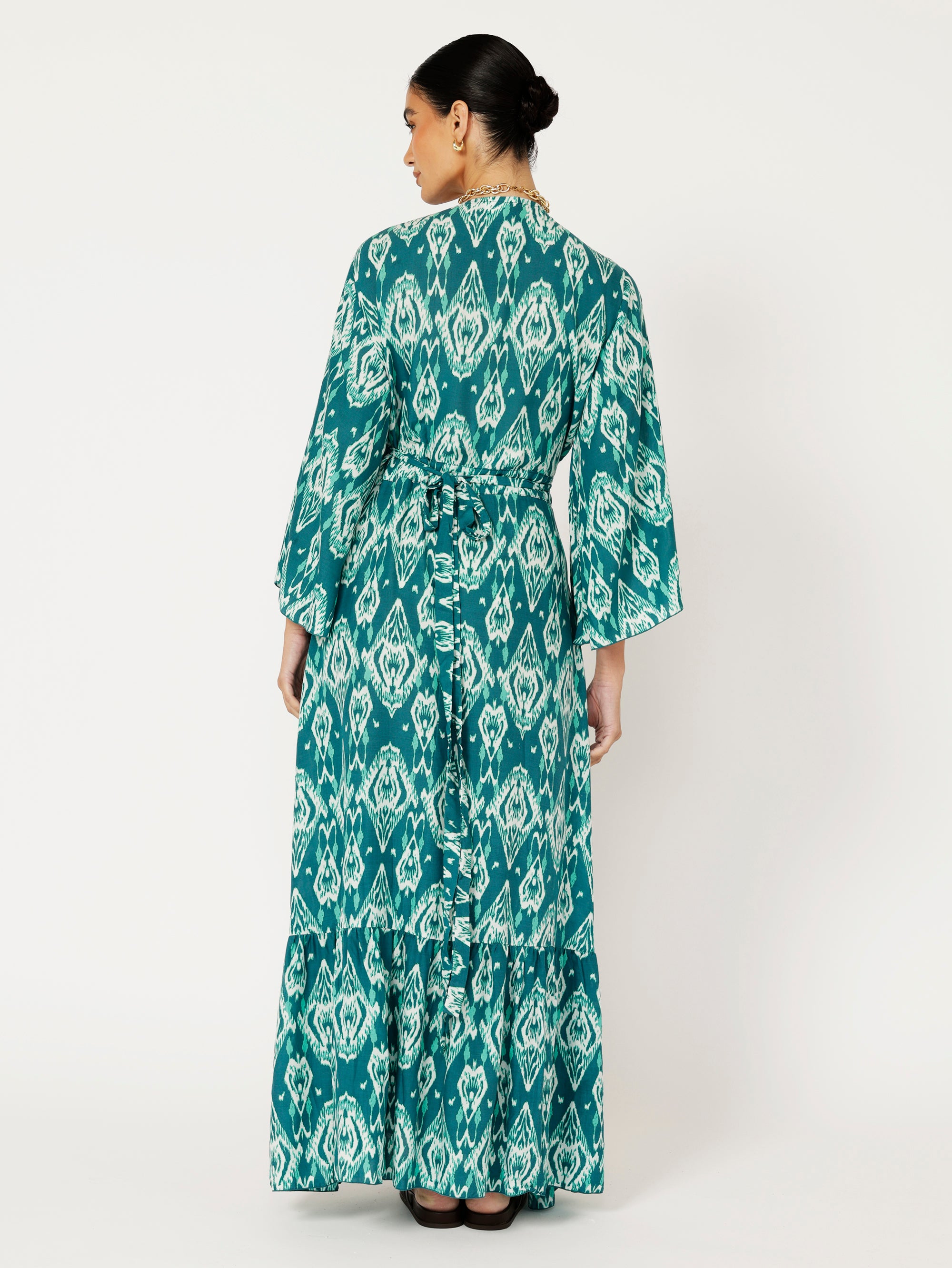 Wrap Dress | Teal Ikat | DELAYED DELIVERY - Saffron Road