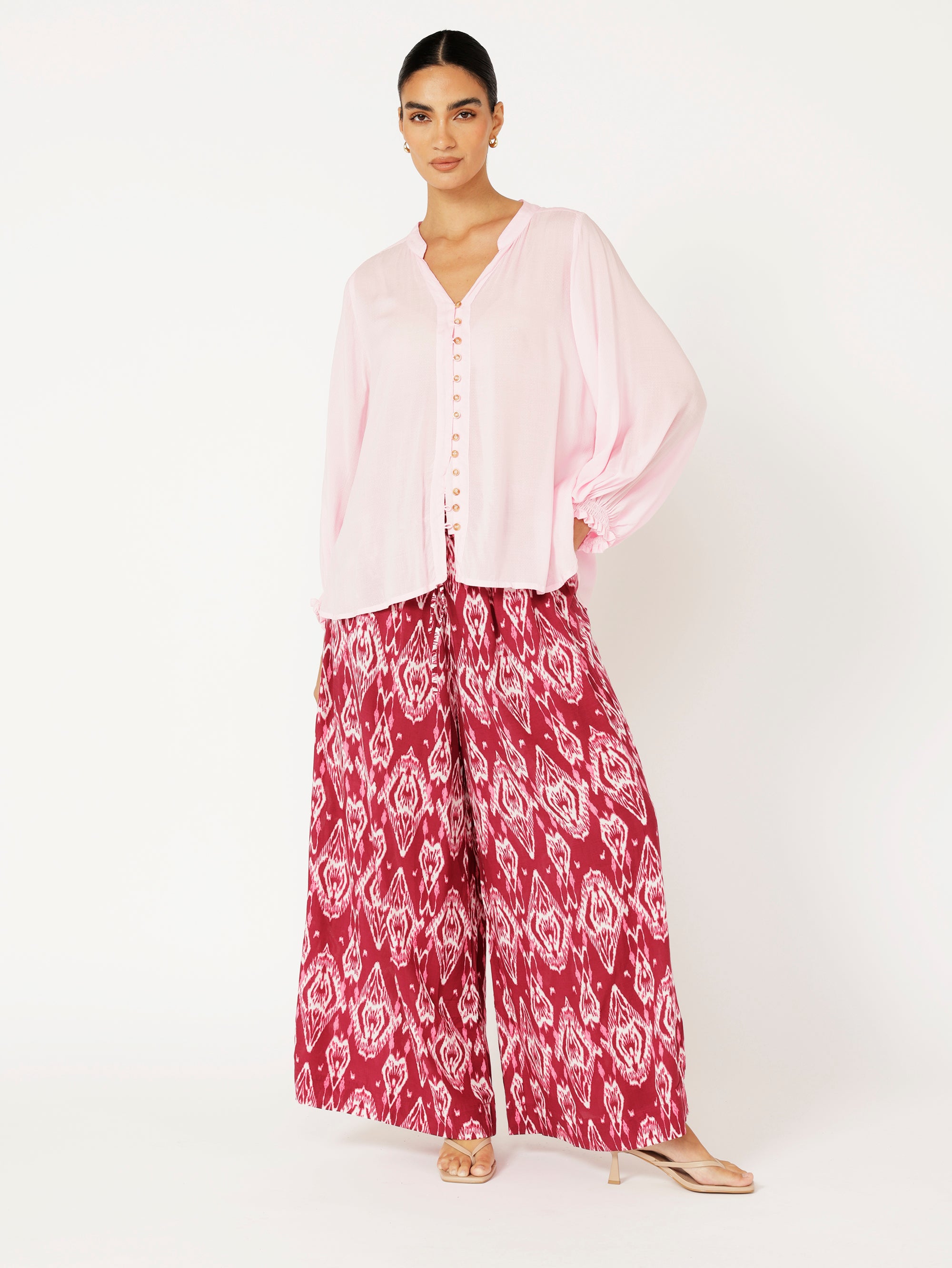 Palazzo Pant | Magenta Ikat - Saffron Road