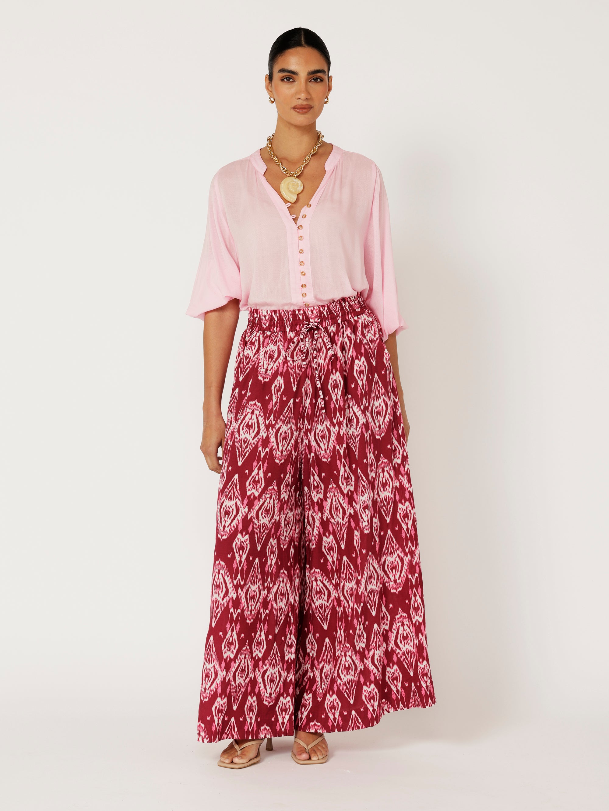 Palazzo Pant | Magenta Ikat - Saffron Road
