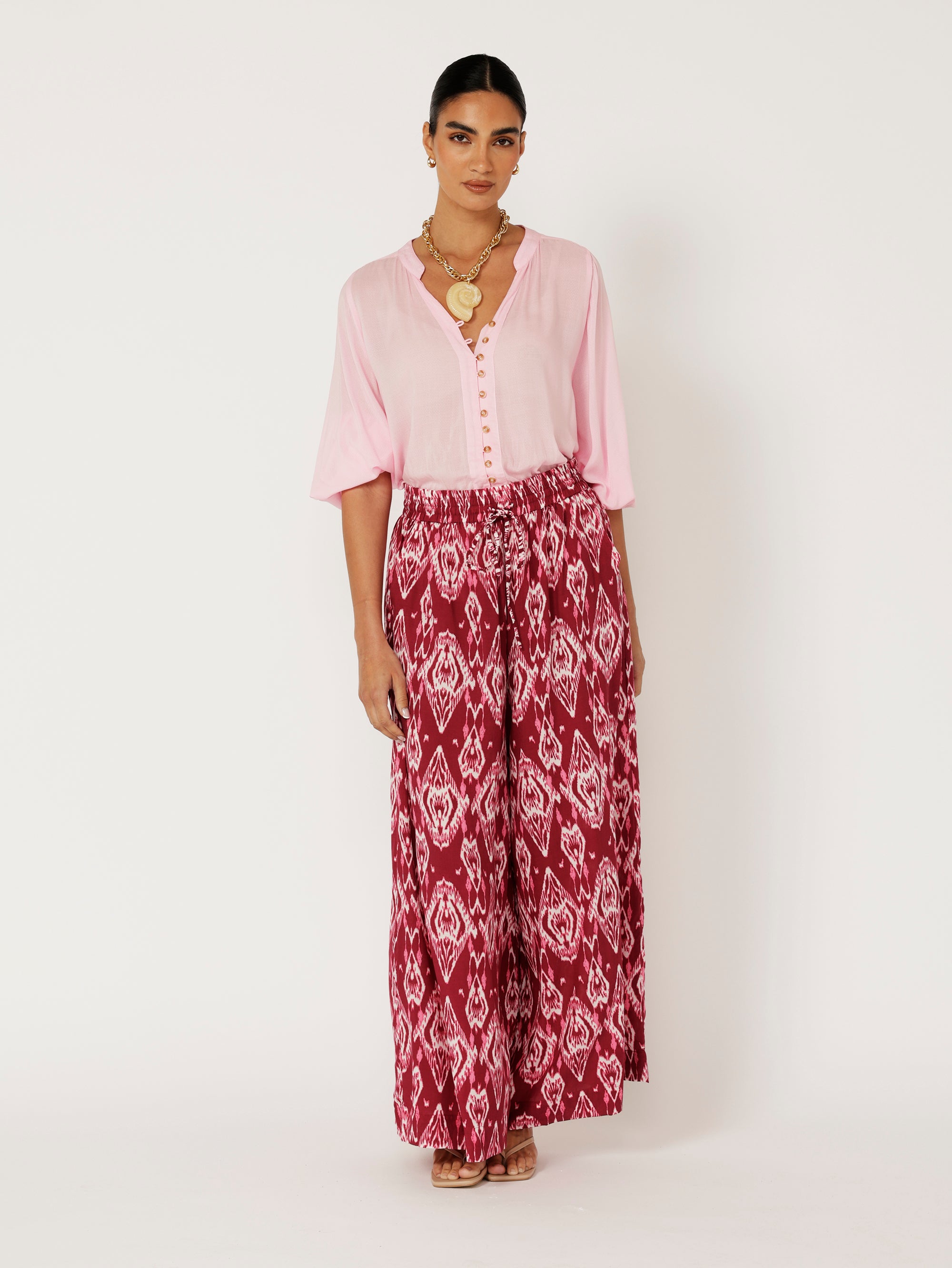 Palazzo Pant | Magenta Ikat - Saffron Road