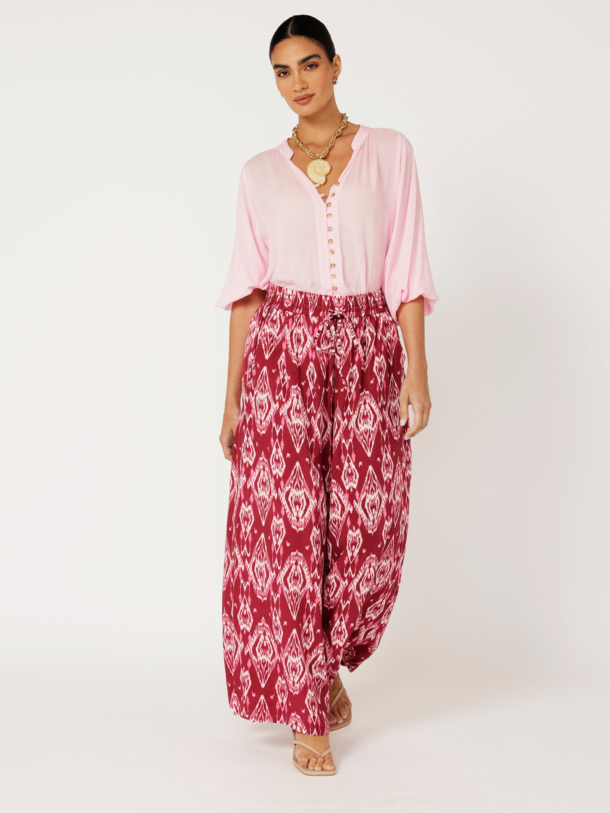 Palazzo Pant | Magenta Ikat - Saffron Road