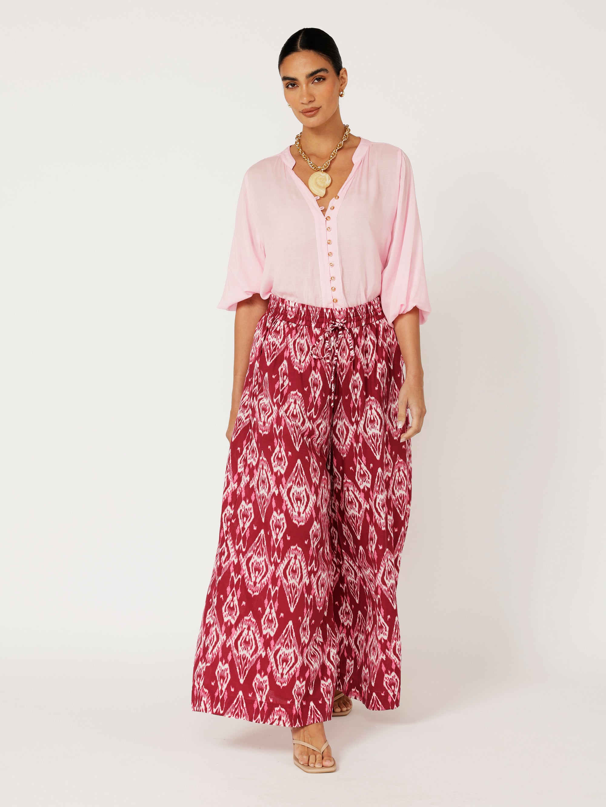 Palazzo Pant | Magenta Ikat - Saffron Road