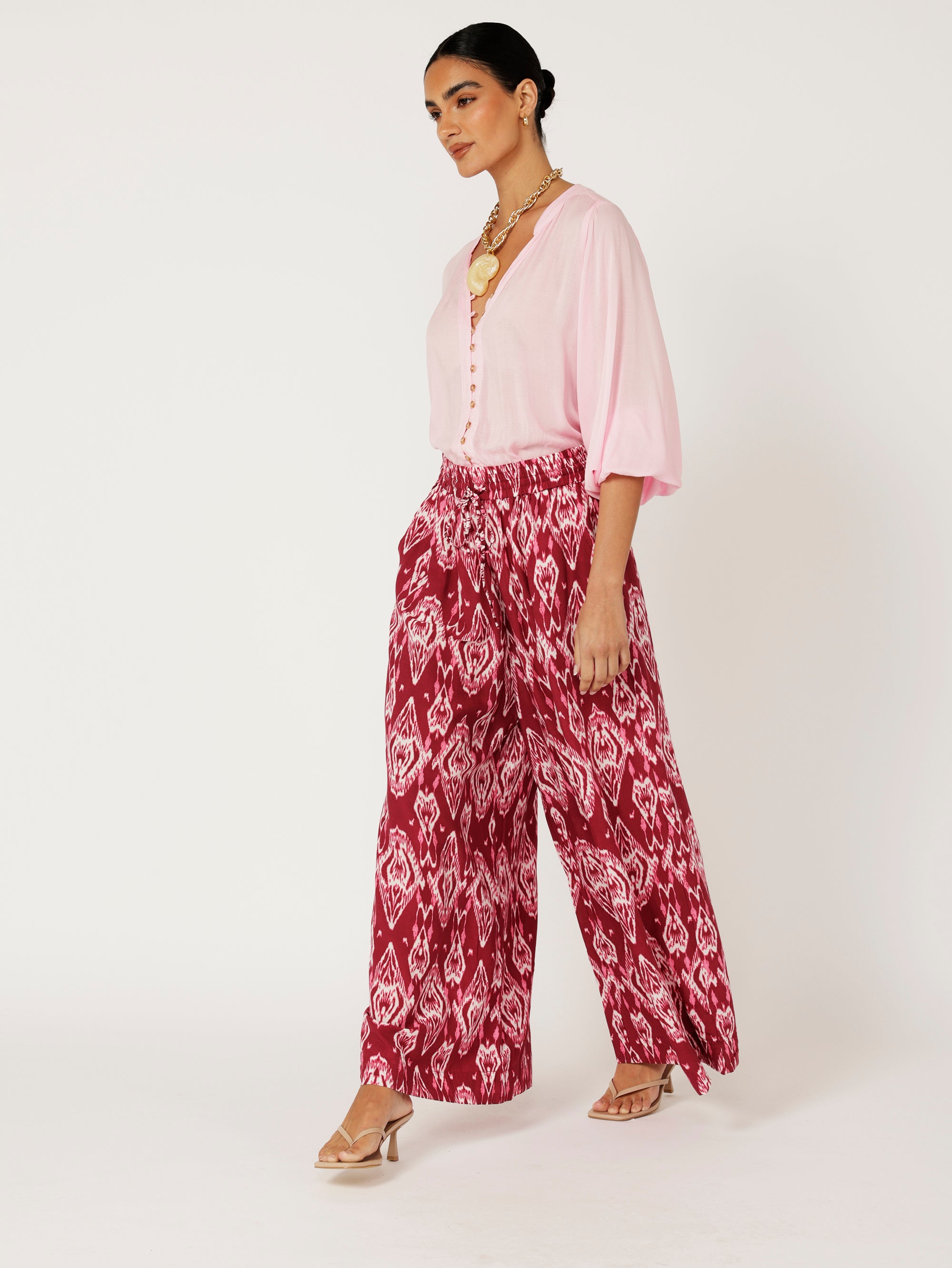 Palazzo Pant | Magenta Ikat - Saffron Road