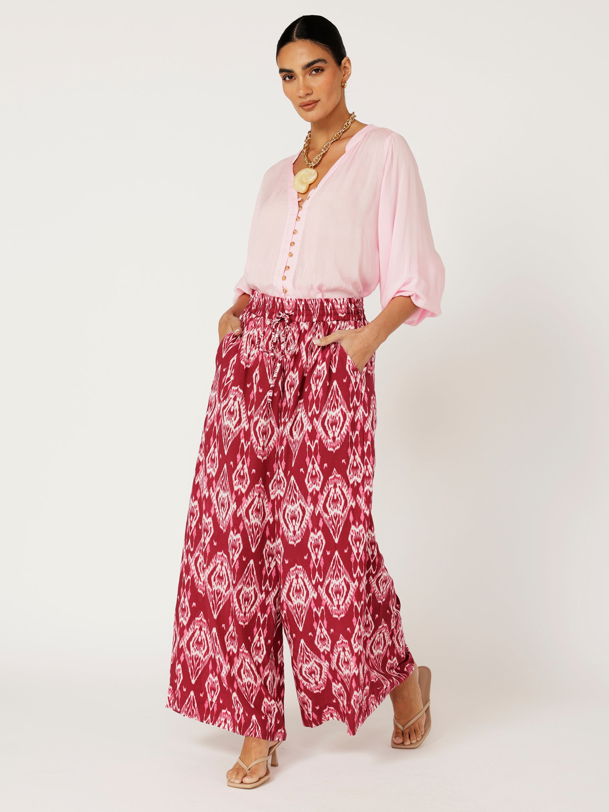 Palazzo Pant | Magenta Ikat - Saffron Road
