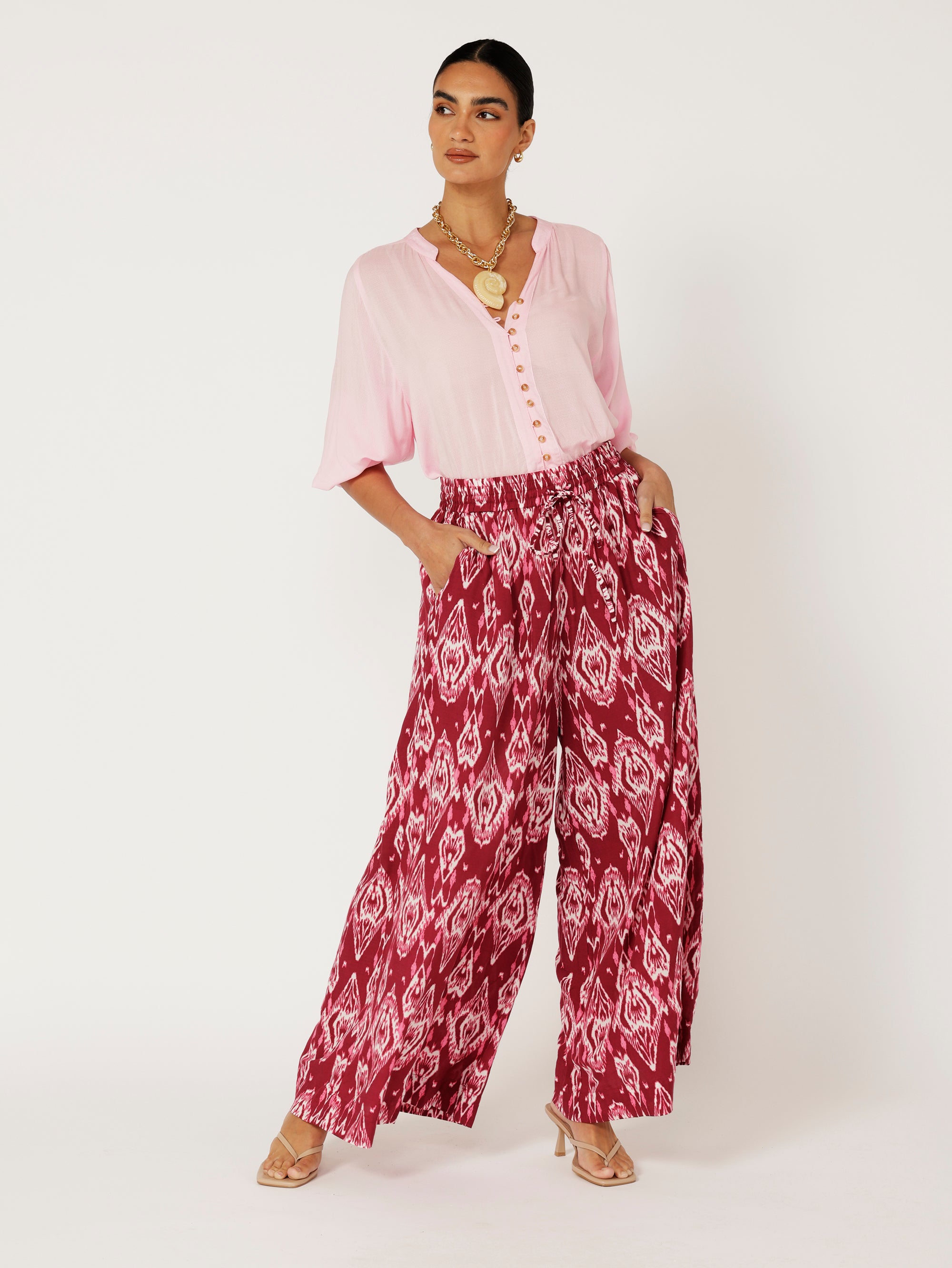 Palazzo Pant | Magenta Ikat - Saffron Road