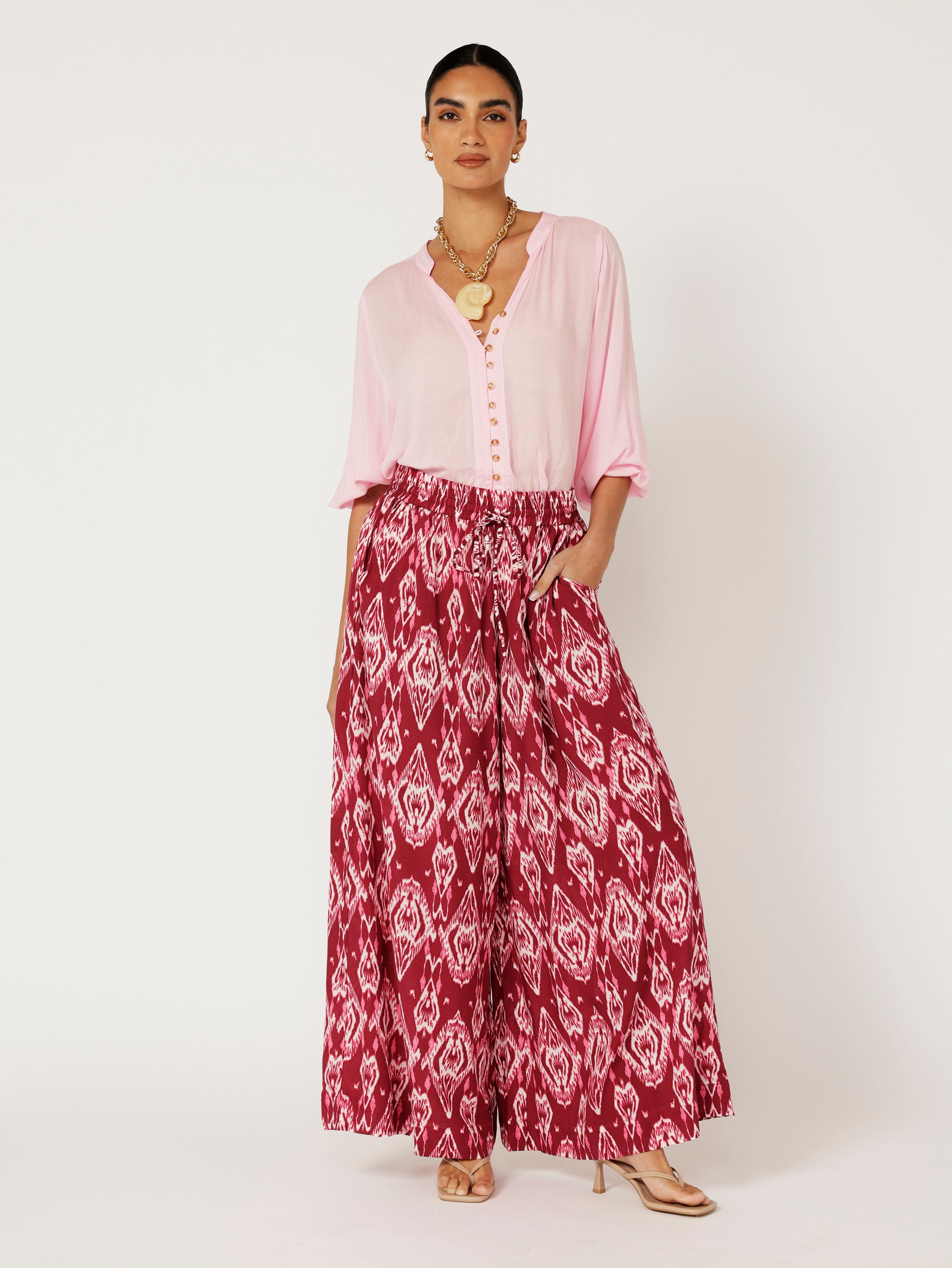 Palazzo Pant | Magenta Ikat - Saffron Road