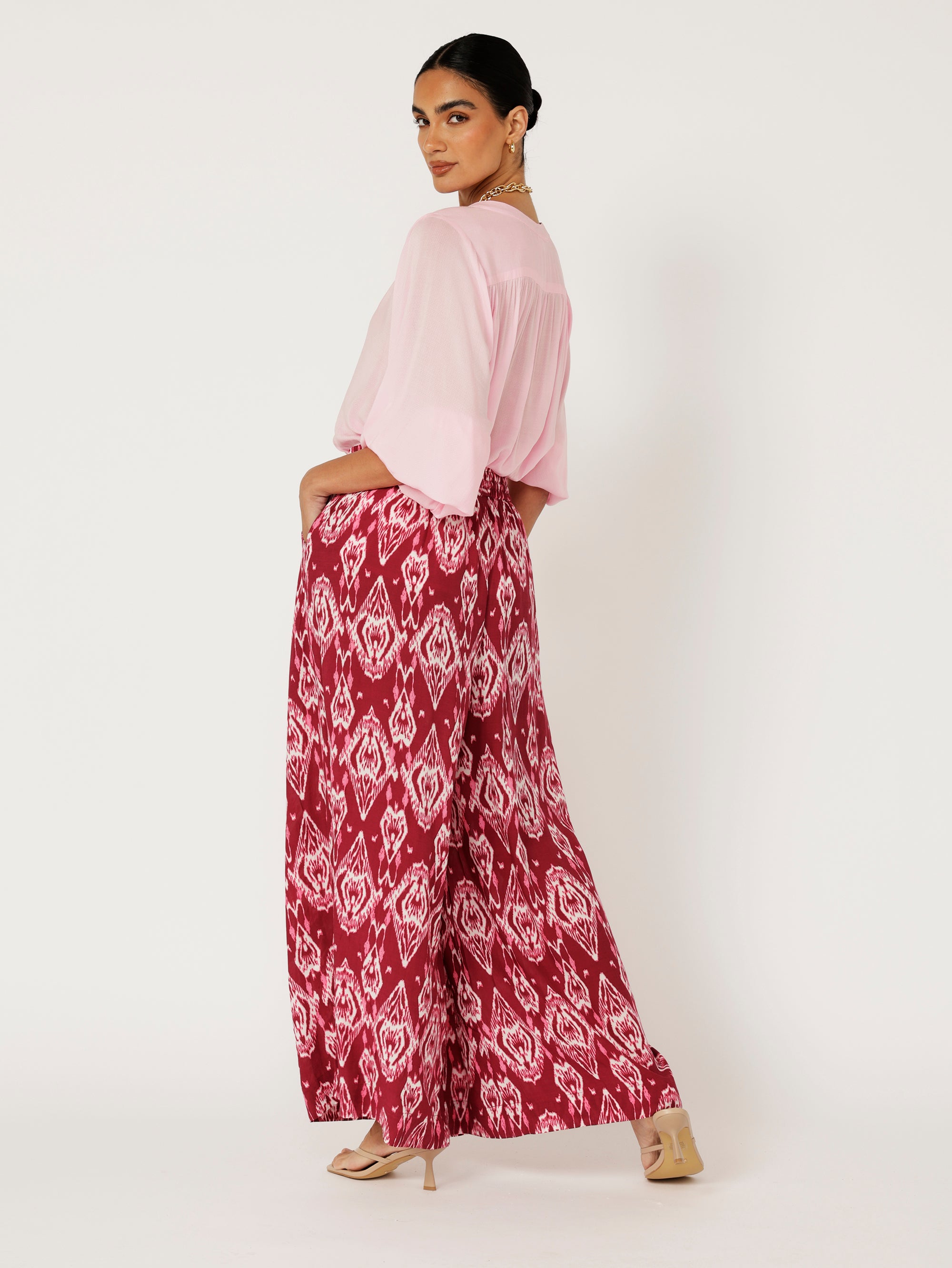 Palazzo Pant | Magenta Ikat - Saffron Road