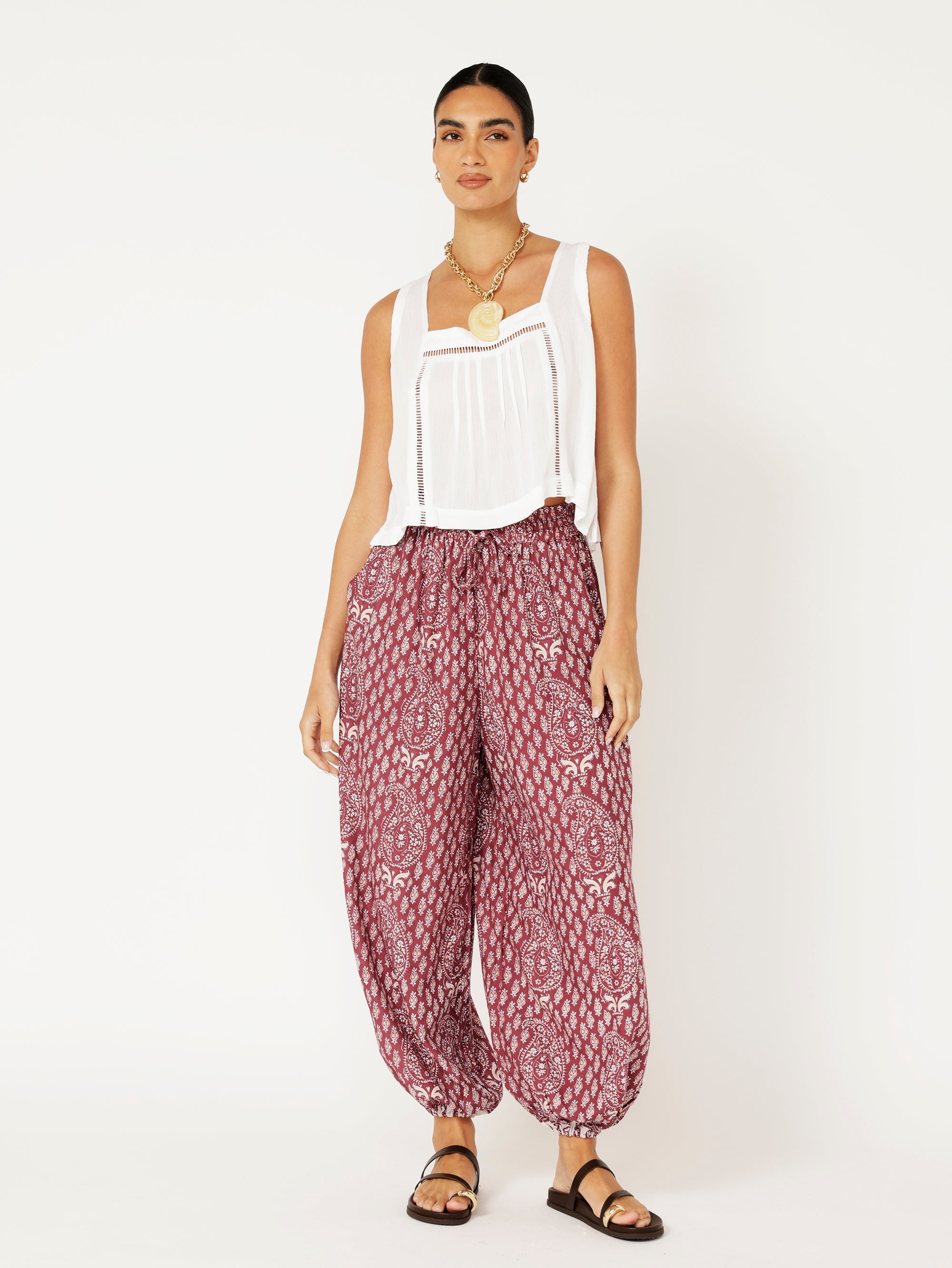 Balloon Pant | Plum Block Print - Saffron Road