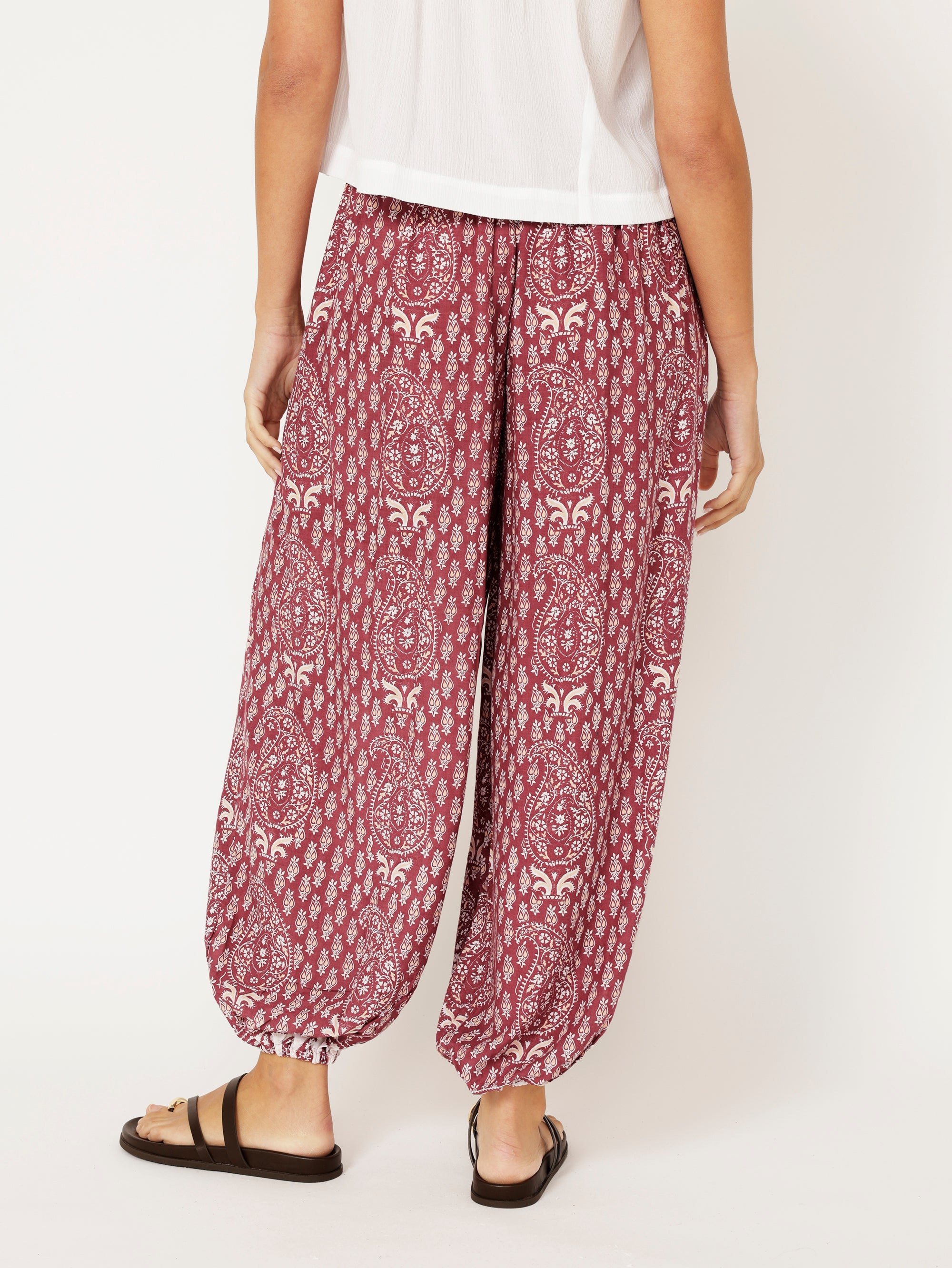 Balloon Pant | Plum Block Print - Saffron Road