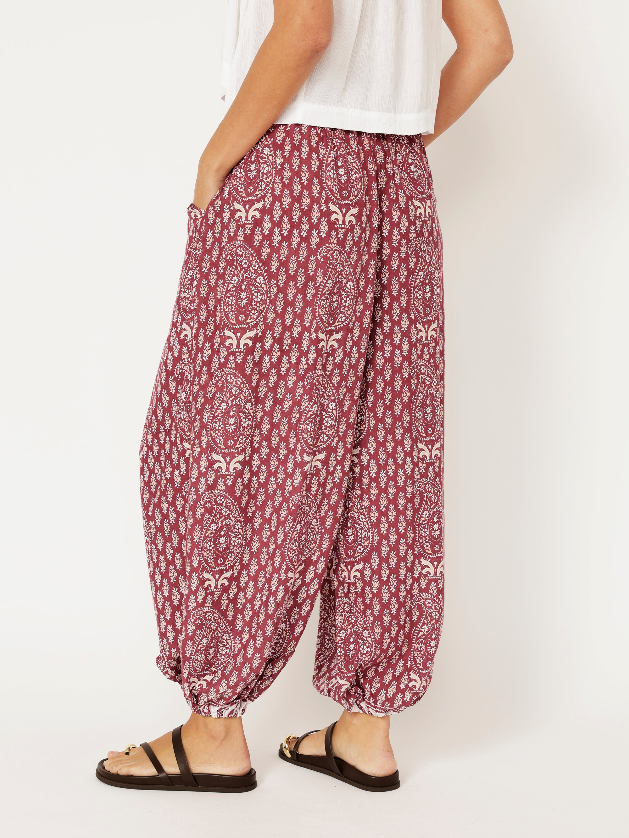 Balloon Pant | Plum Block Print - Saffron Road