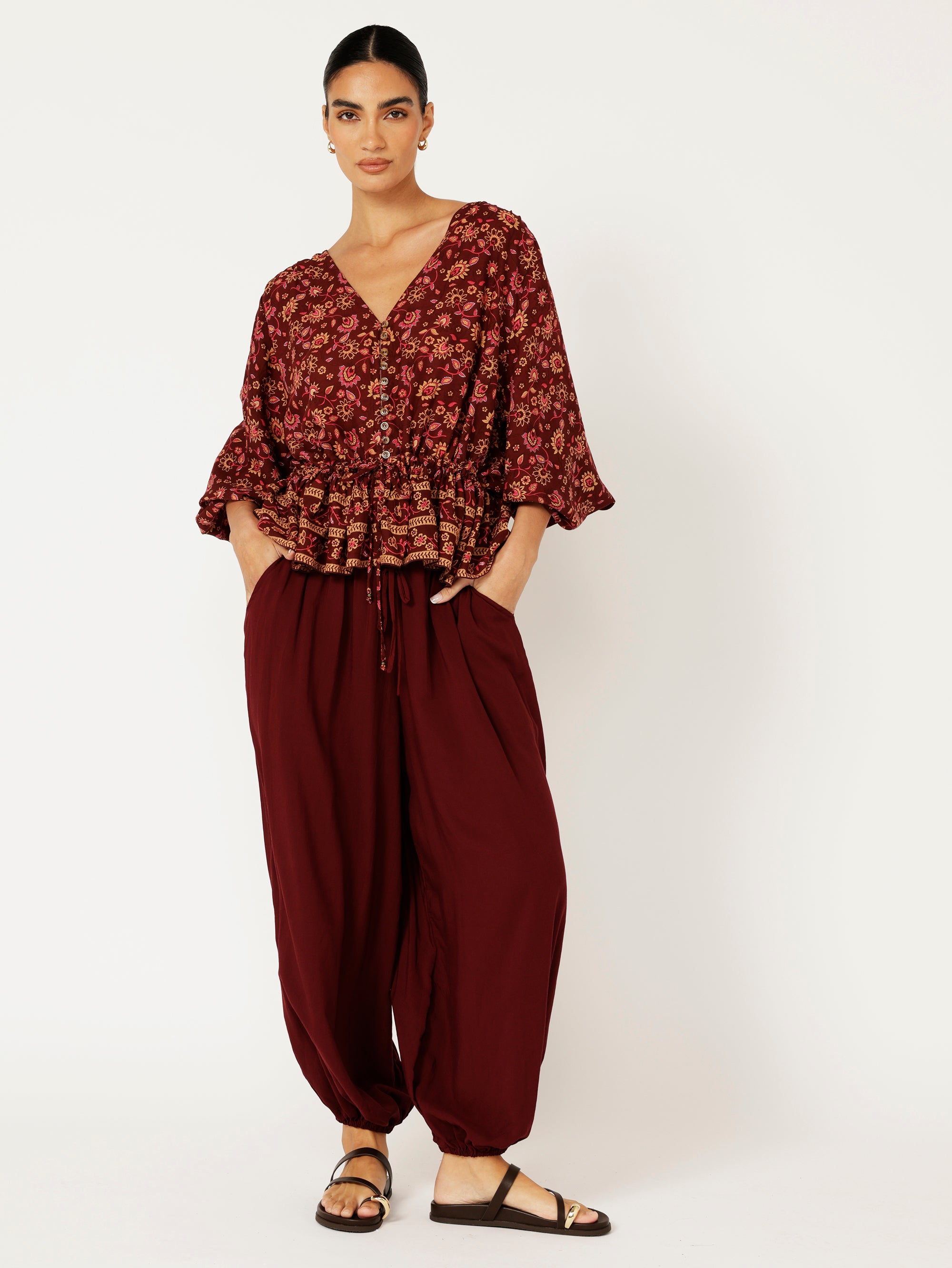 Margot Blouse| Vintage Wine - Saffron Road