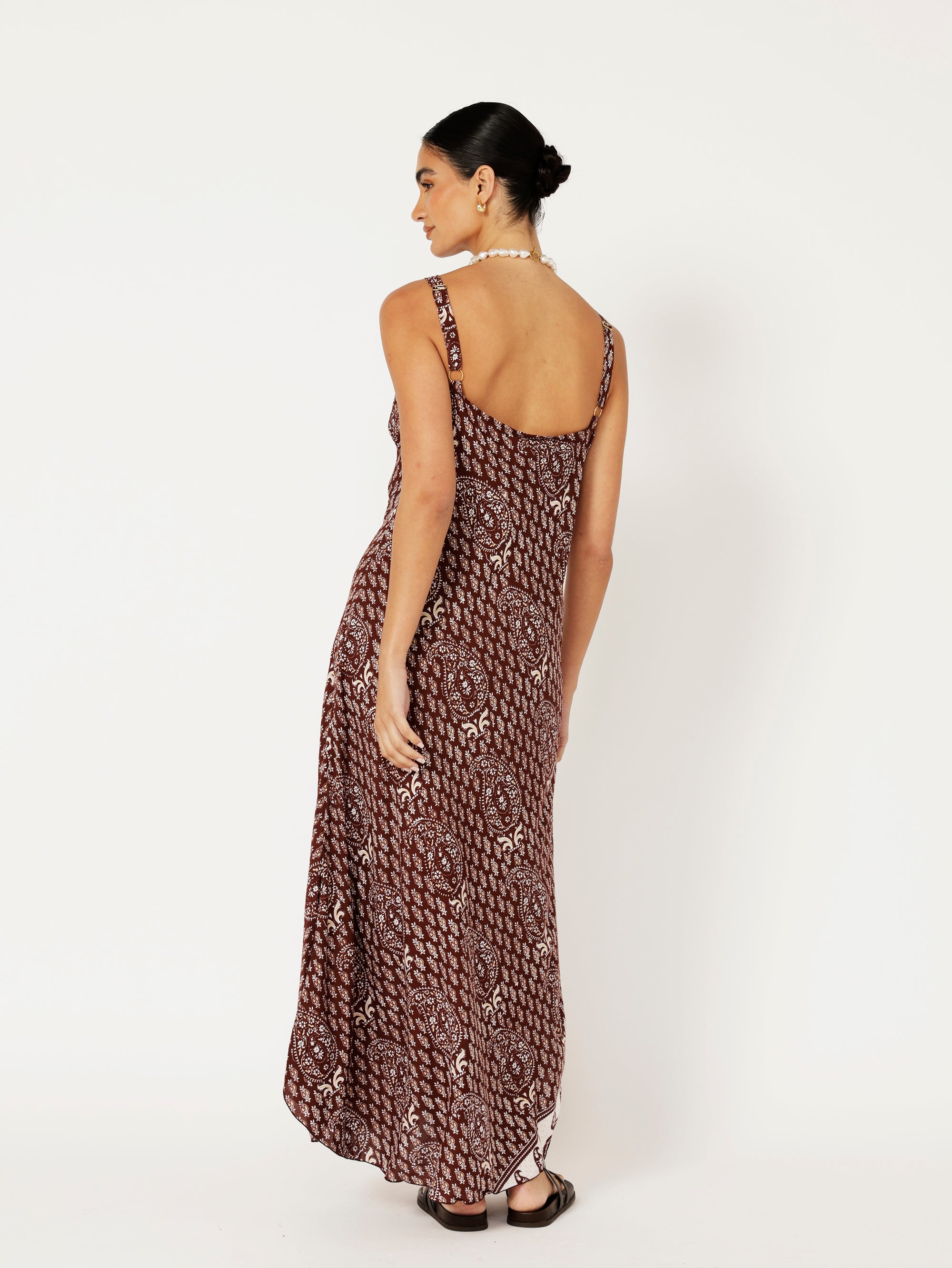 Slip Dress | Bias Cut | Chocolate Block Print - Saffron Road