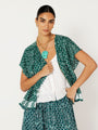 Margot Blouse| Short Sleeve | Emerald Block Print