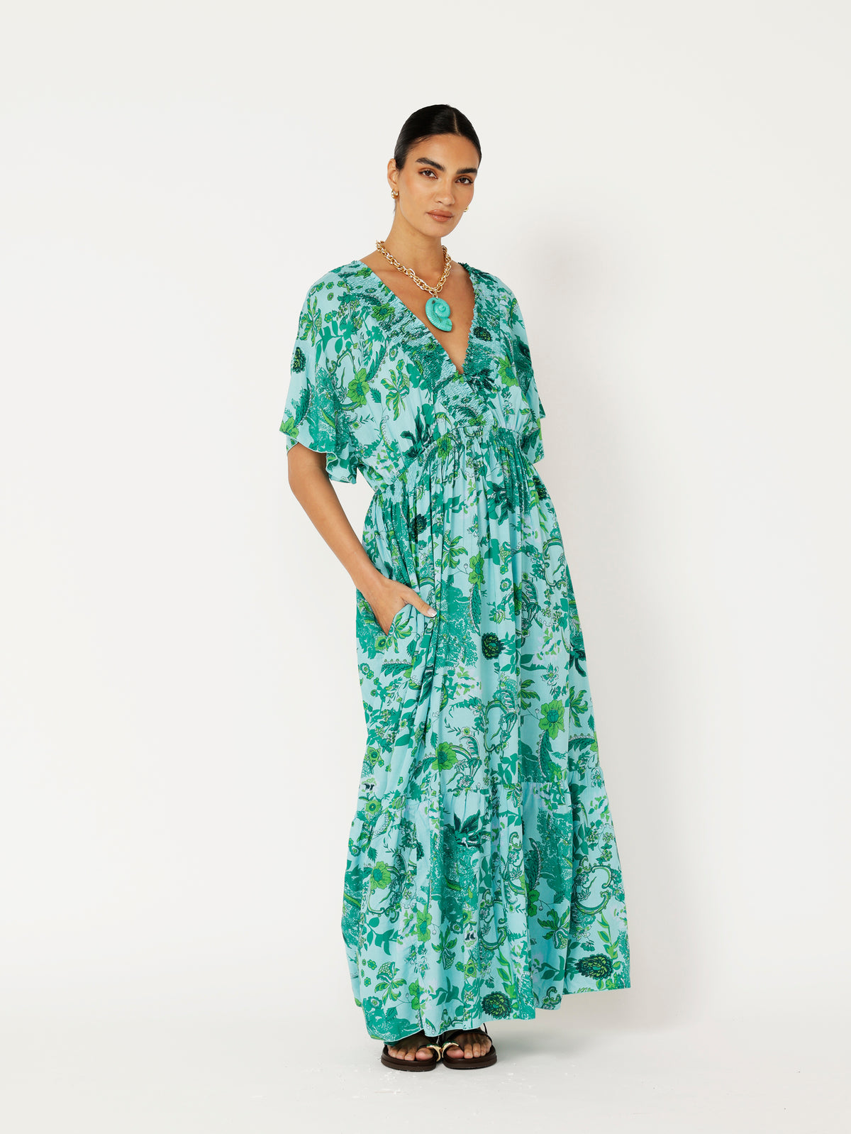Barcelona Dress Maxi | Ocean Garden - Saffron Road