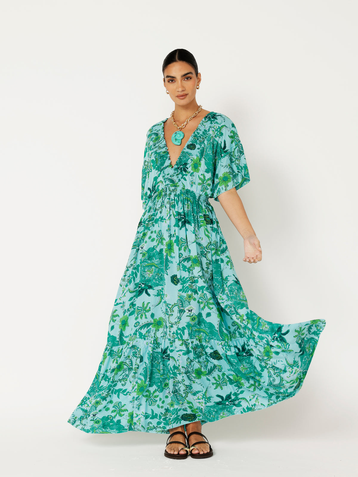 Barcelona Dress Maxi | Ocean Garden - Saffron Road