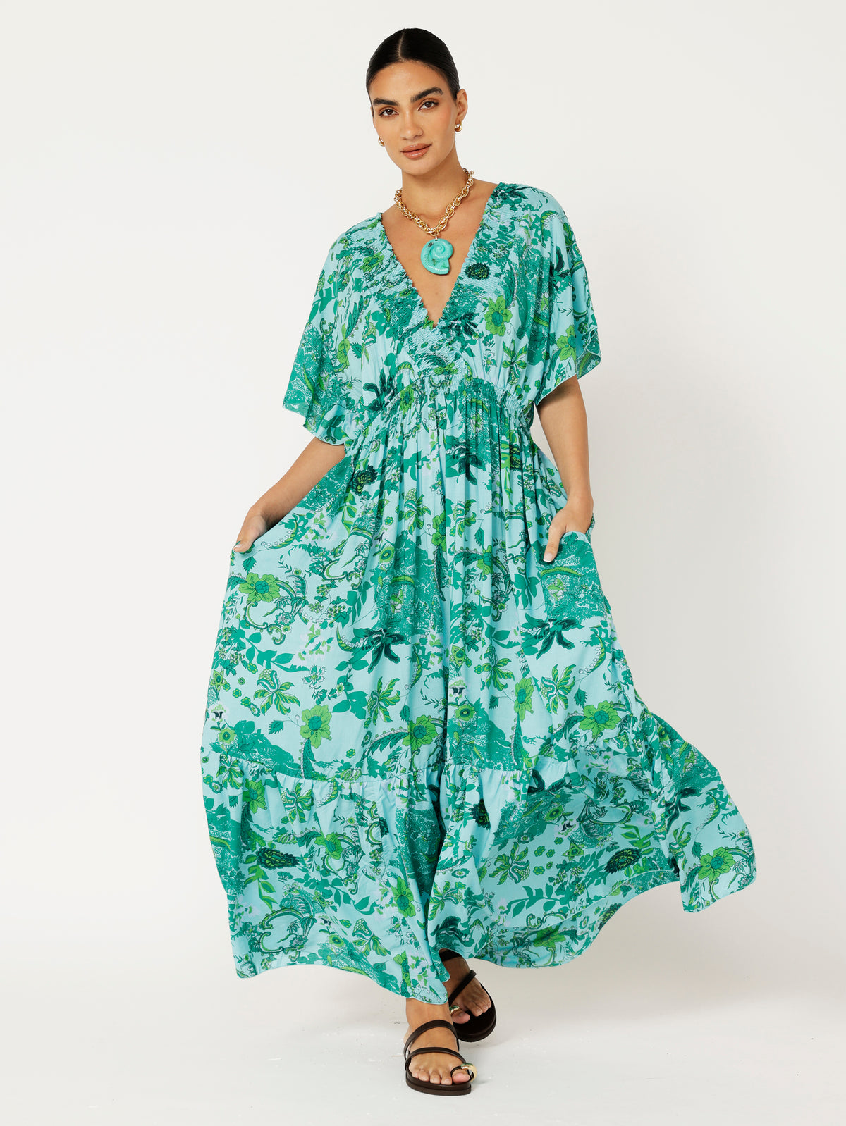 Barcelona Dress Maxi | Ocean Garden - Saffron Road