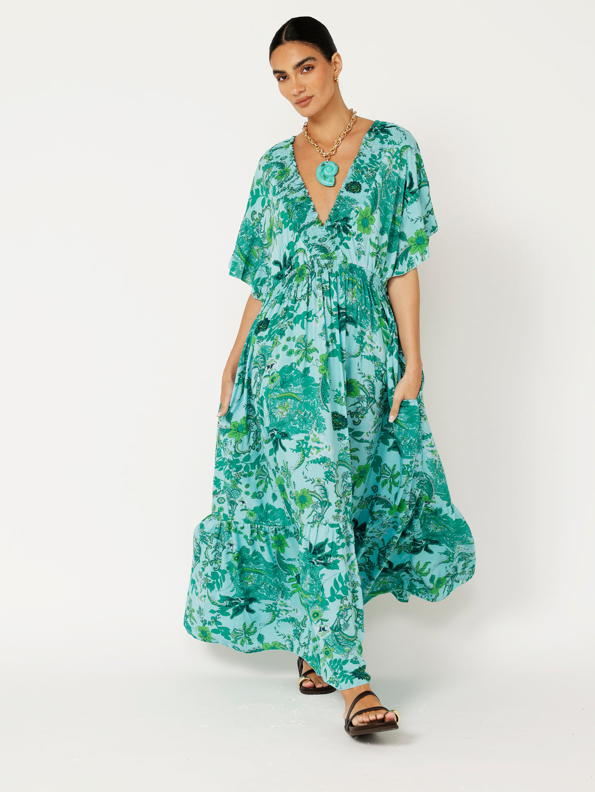Barcelona Dress Maxi | Ocean Garden - Saffron Road
