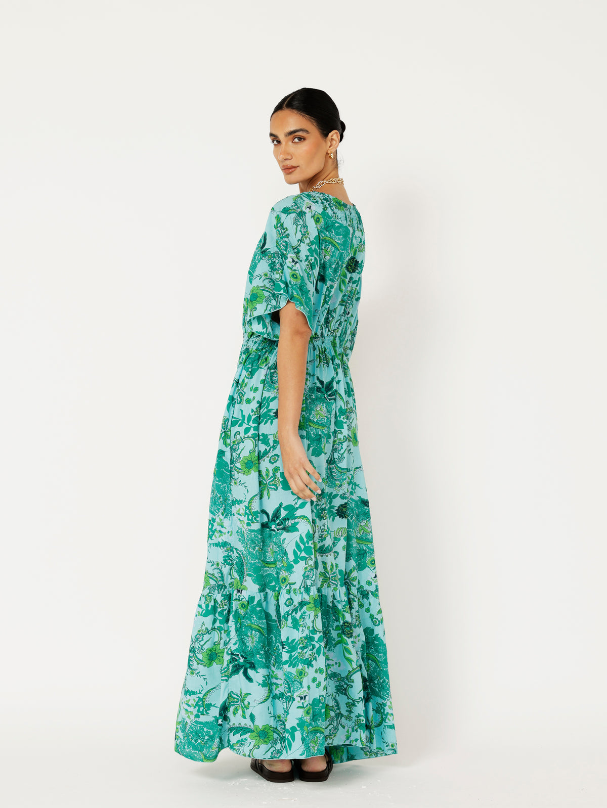 Barcelona Dress Maxi | Ocean Garden - Saffron Road