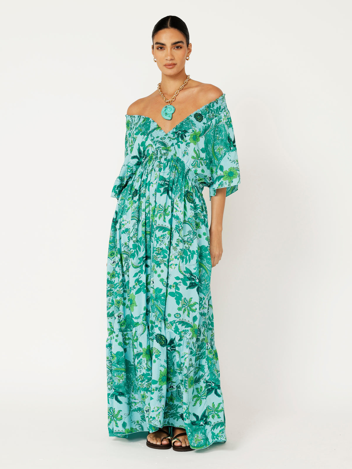 Barcelona Dress Maxi | Ocean Garden - Saffron Road