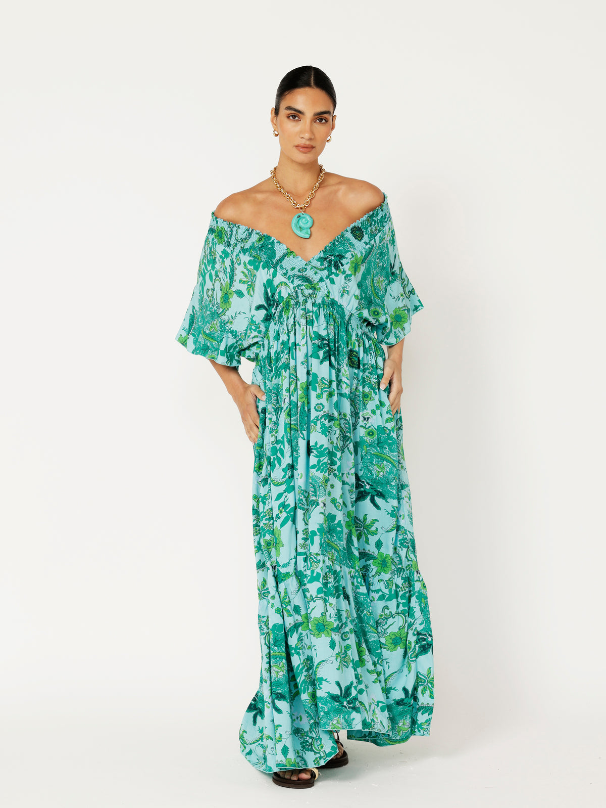 Barcelona Dress Maxi | Ocean Garden - Saffron Road