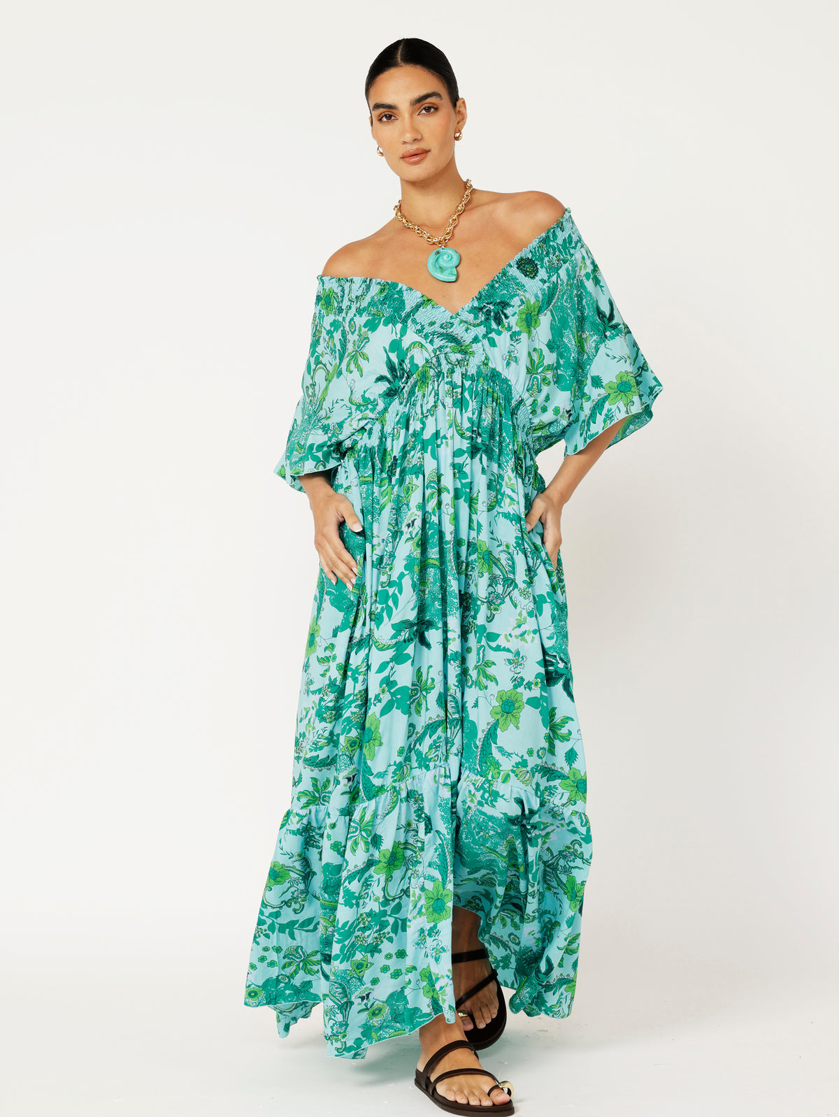 Barcelona Dress Maxi | Ocean Garden - Saffron Road